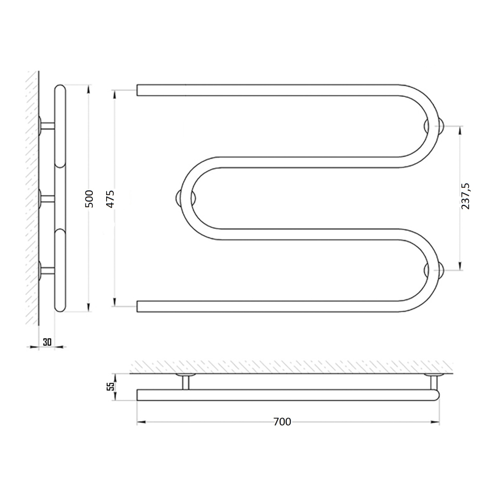 Сушарка рушників водяна Змійовик D 25х3/4\" 50х70: 1 106 грн ...