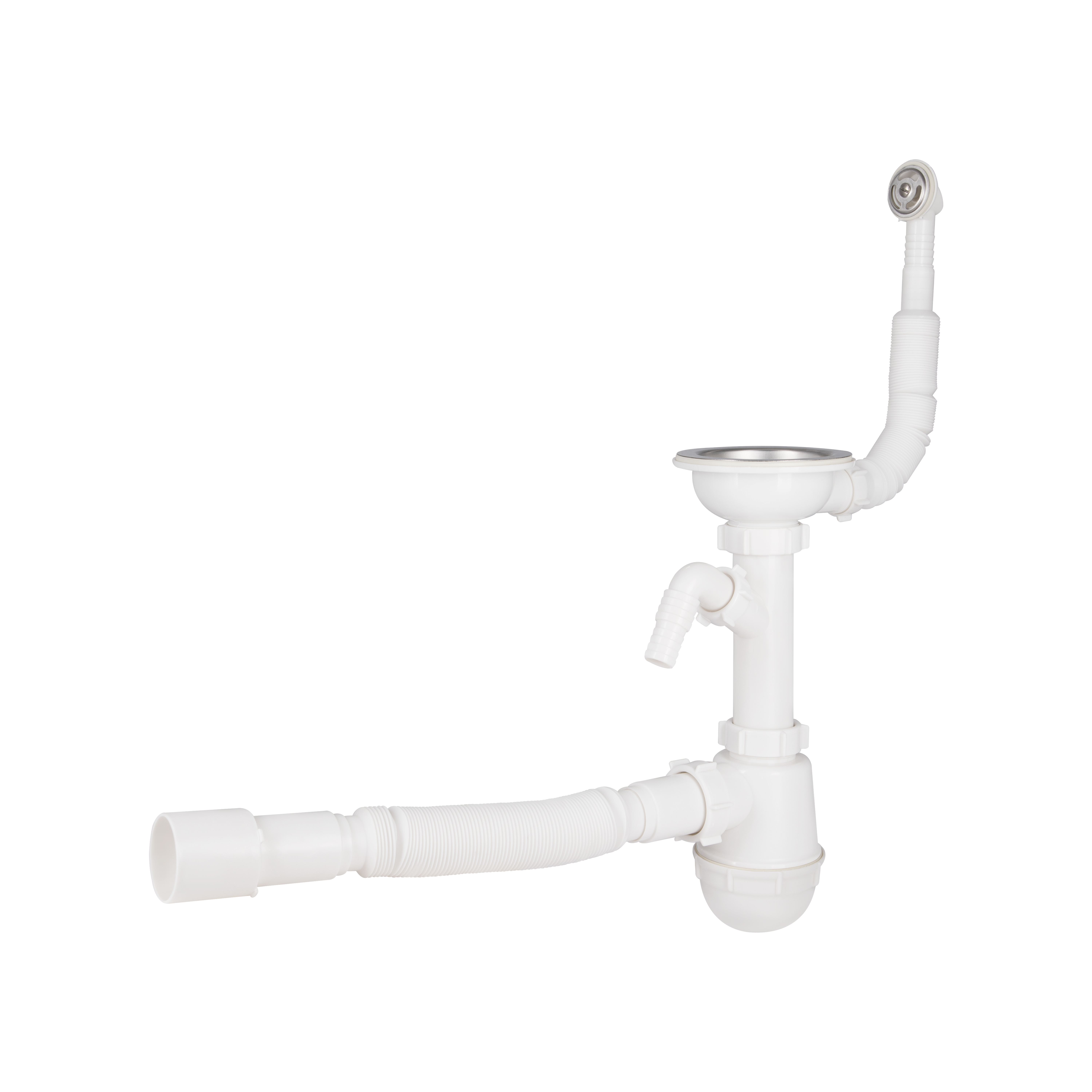 Сифон для кухонної мийки Lidz (WHI) 60 08 E001 01 ECO з круглим переливом (вихід 50 мм)
