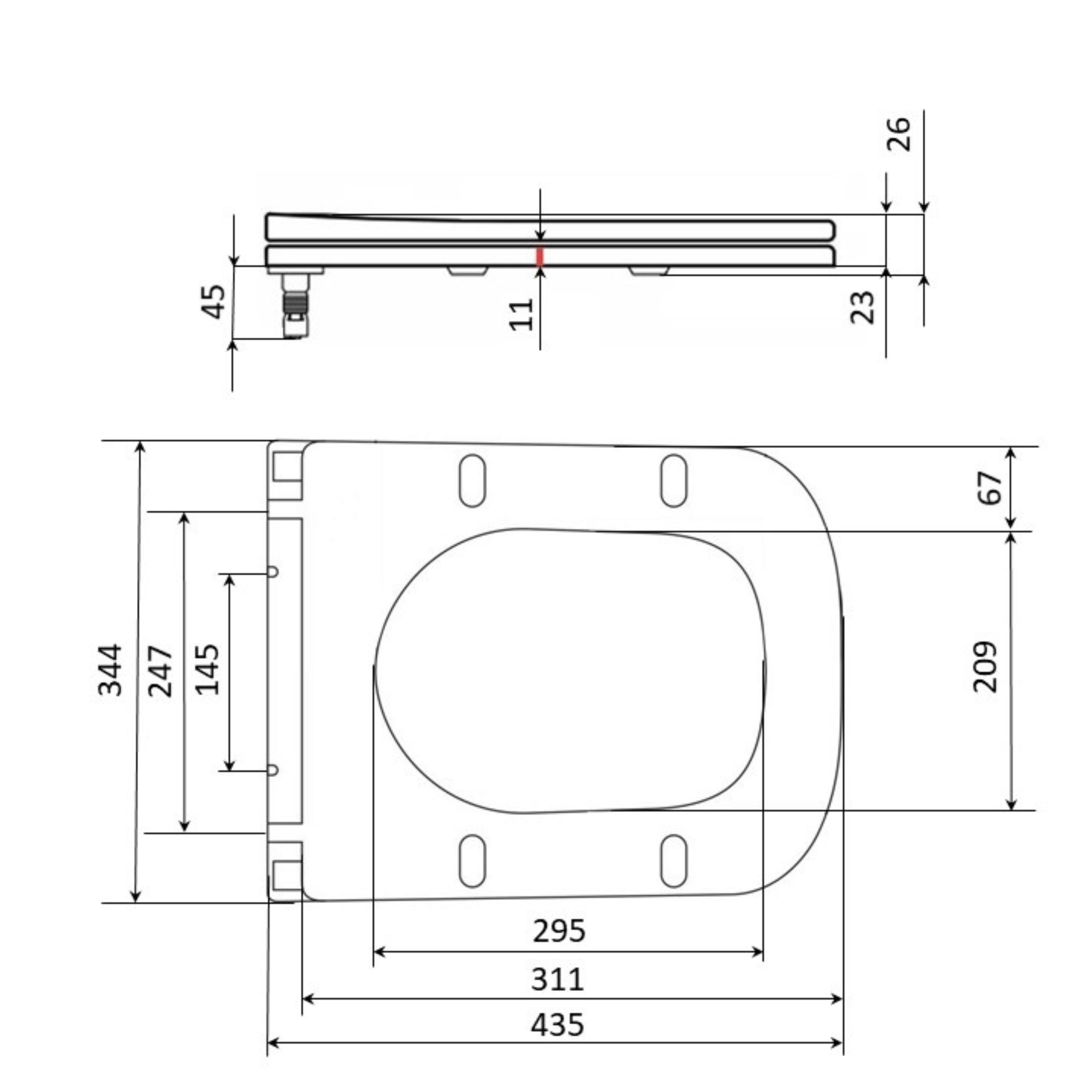 Сидіння для унітаза підлогового (Stenava) 435×345×30 мм, White, з мікроліфтом, Slim Duroplast, Quick Release QT99SC8303W Qtap — фото2