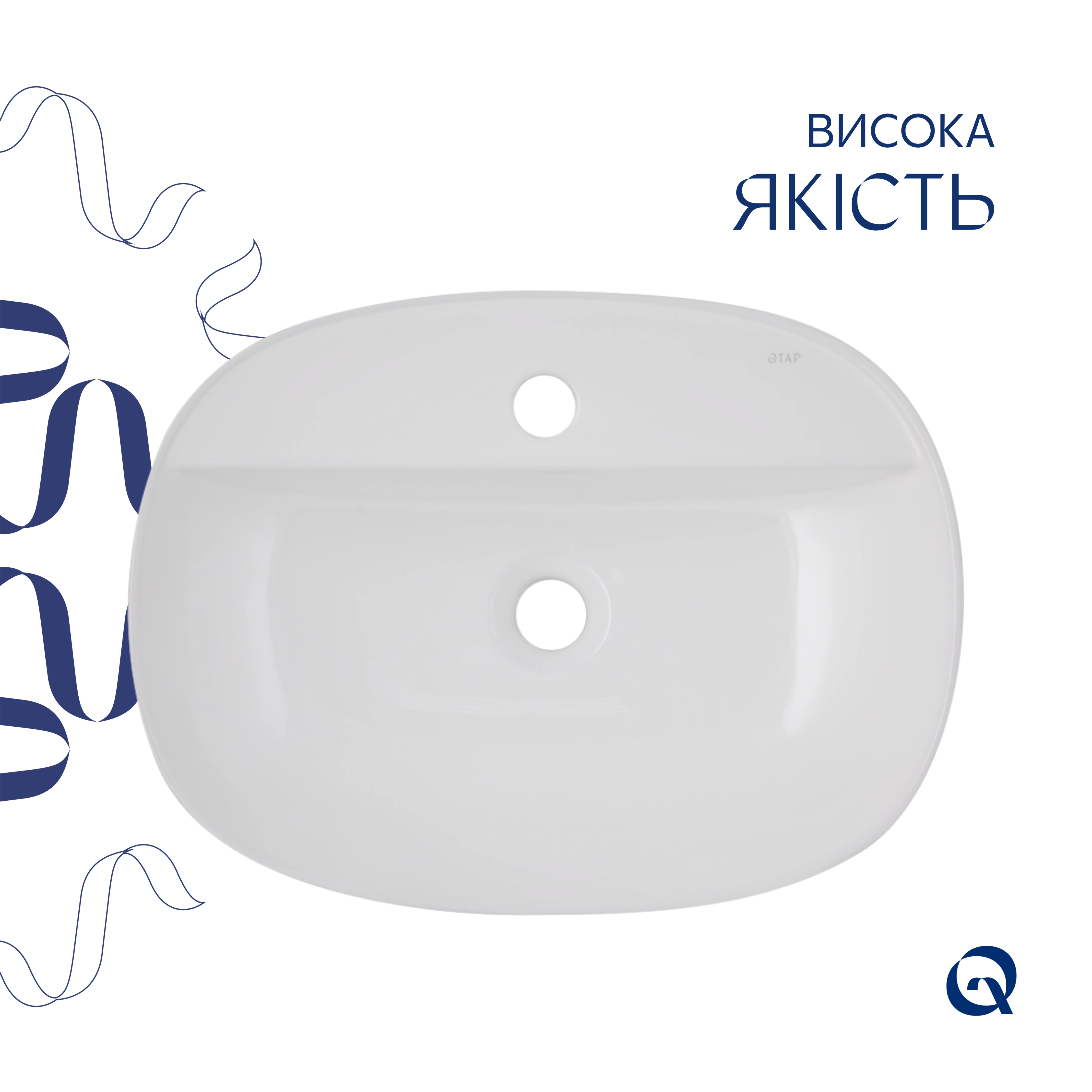Комплект Qtap Scorpio: Раковина накладна овальна 500x380x120 мм White + Донний клапан PU02 — фото4