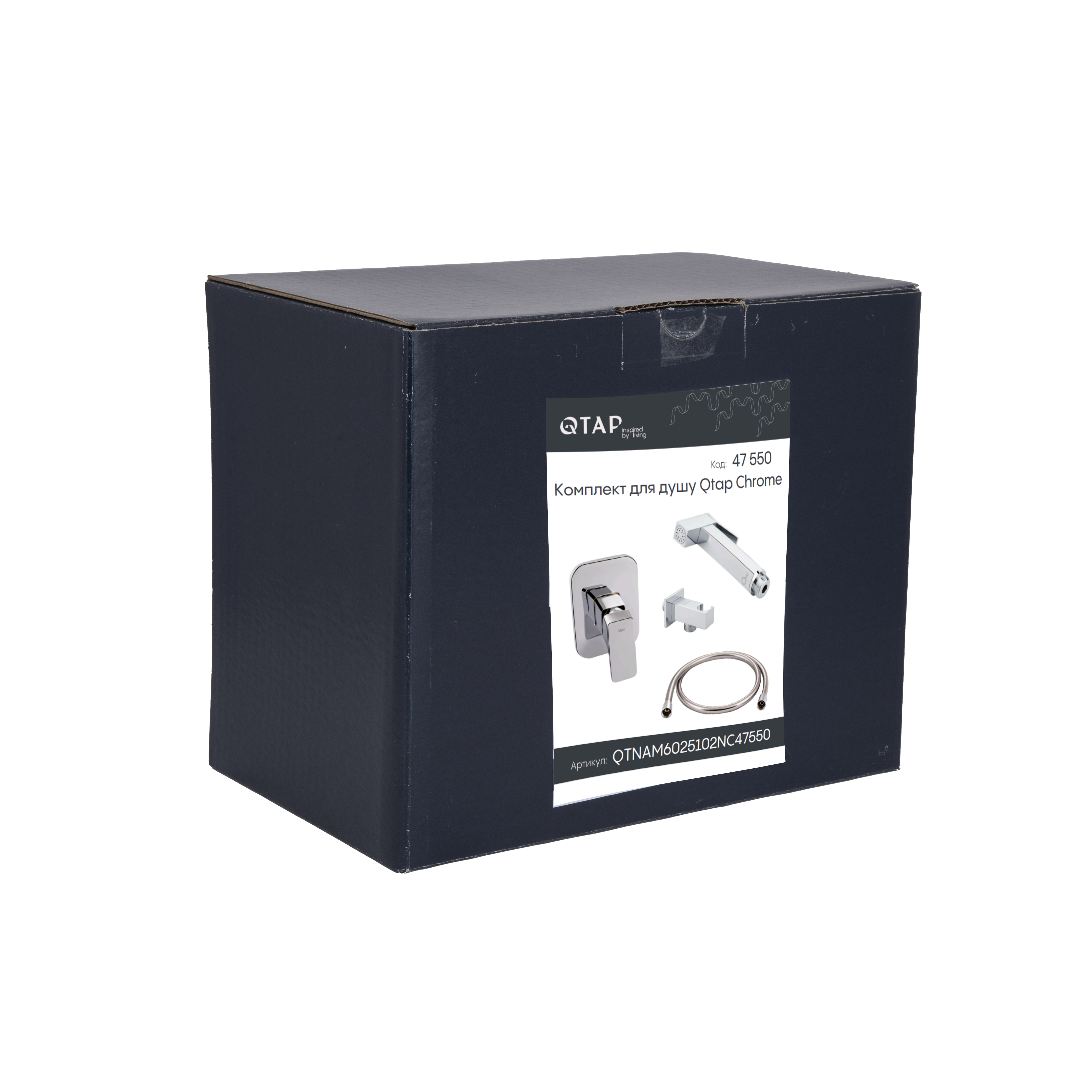 Комплект для душу Qtap Namesti Chrome: Змішувач QTNAM6025102NC + Шланг QTHADPVC120C + Лійка QTCRMB120 + Підключення QTCRMBH130 — фото7