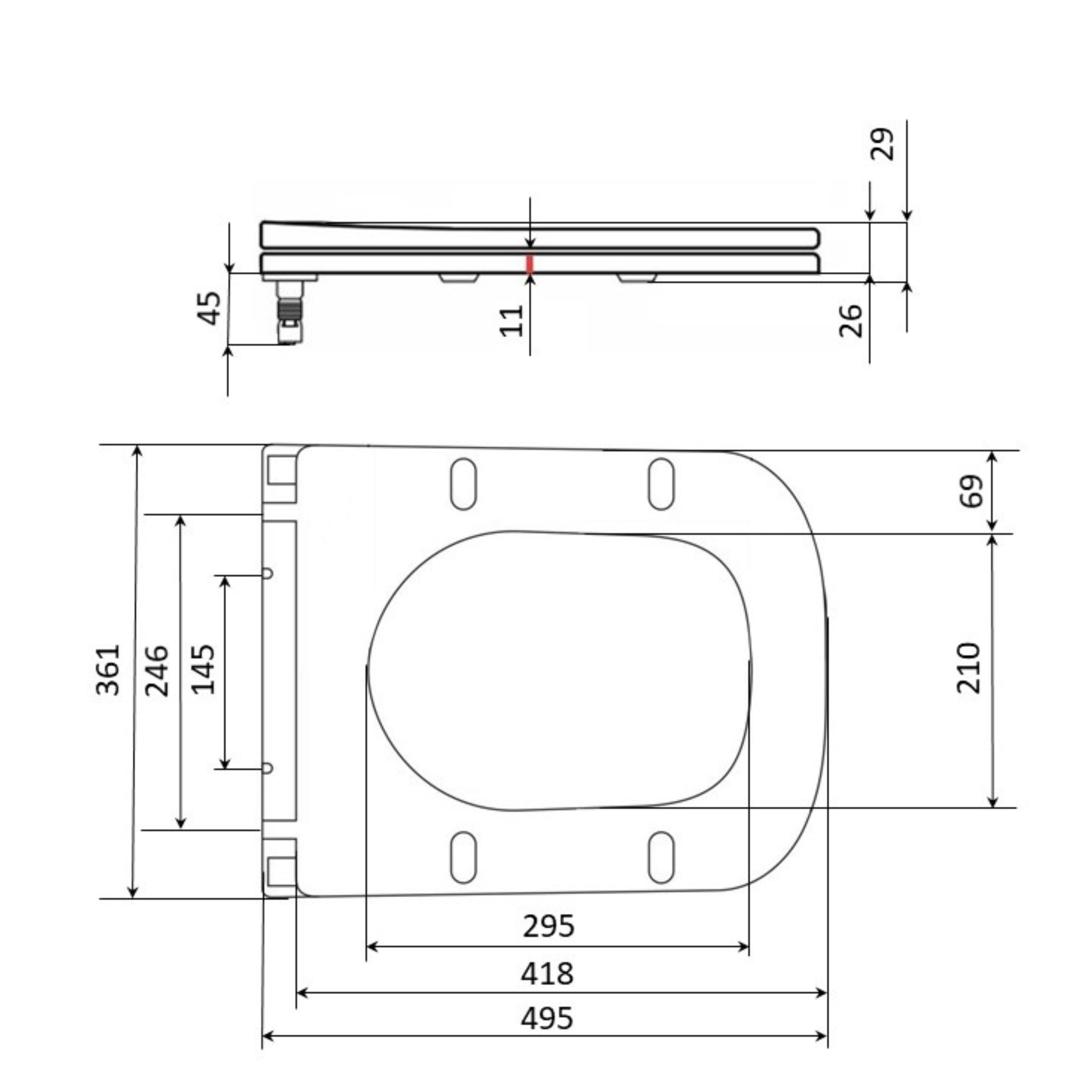 Qtap Сиденье для унитаза напольного (Aries) 445×360×30 мм, White, с микролифтом, Slim Duroplast, Quick Release QT03228302W3 — фото2