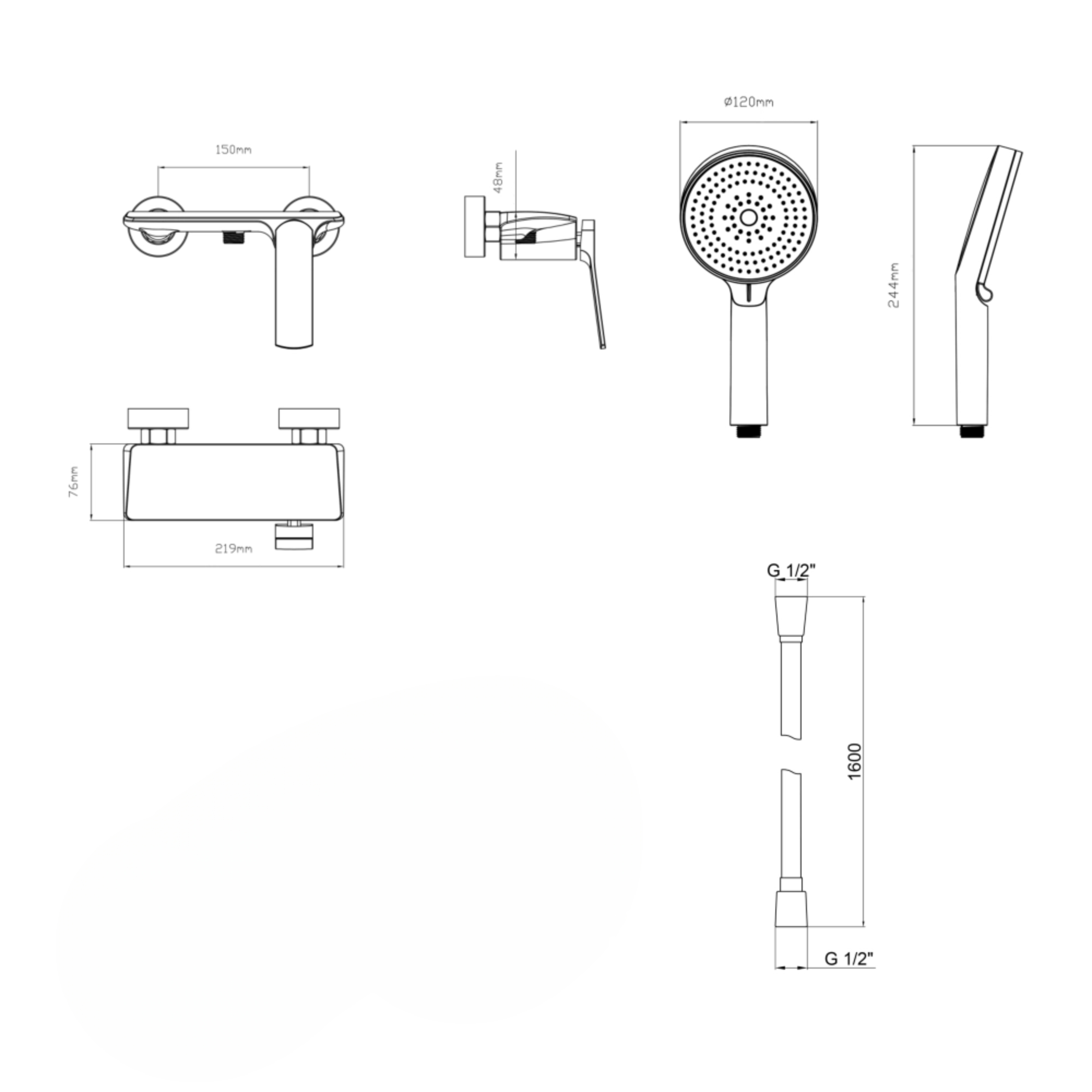 Комплект Qtap Slavonice Black Matt: Змішувач  QTROB4060102B + Шланг QTHADPVCSQ160B + Лійка QTRUC125BLM45951 — фото2