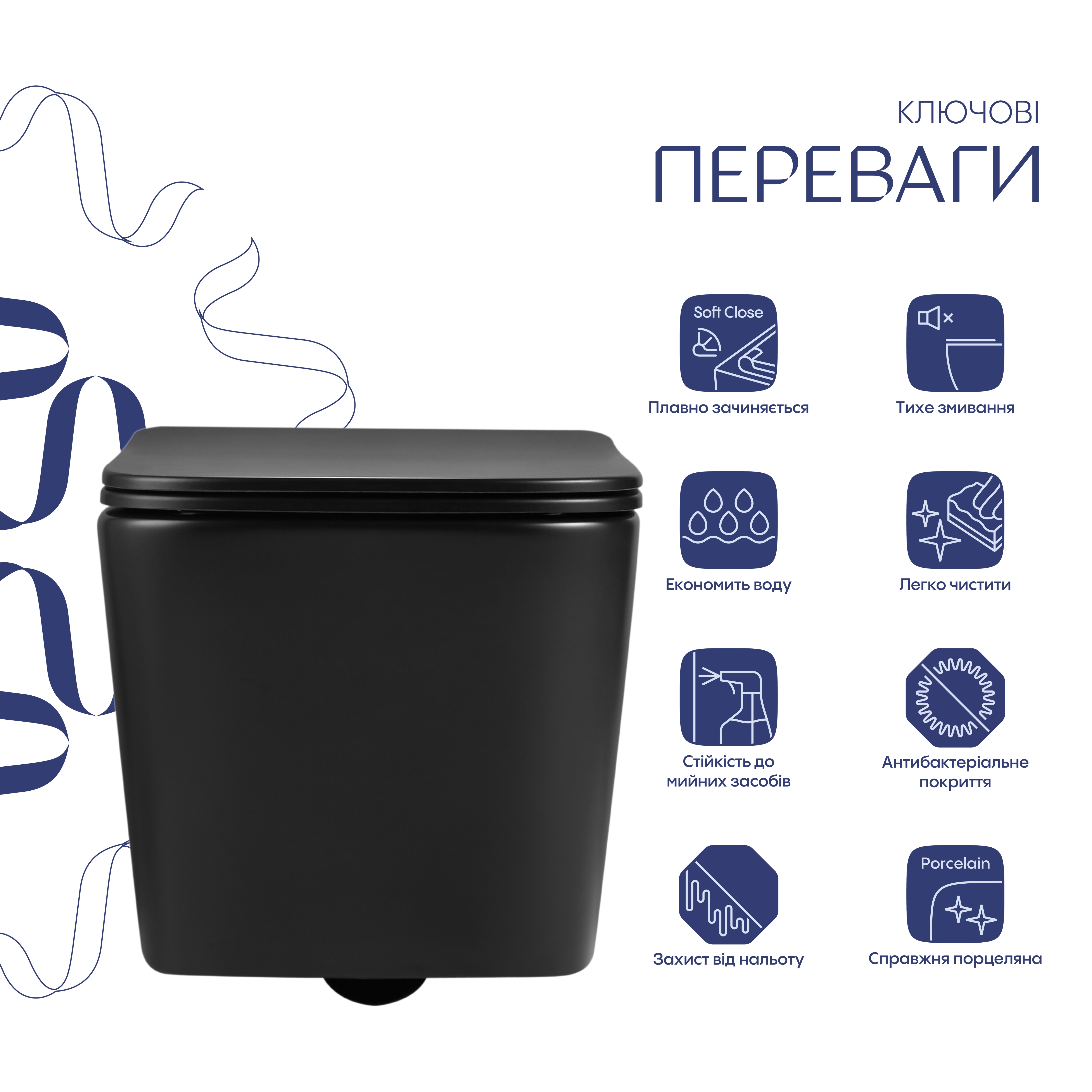 Унітаз підвісний Qtap Crow Ultra Quiet 485×340×290 мм, Matt Black, з сидінням Slim Duroplast/ Soft-close/ Quick Release QT05335171MB — фото3