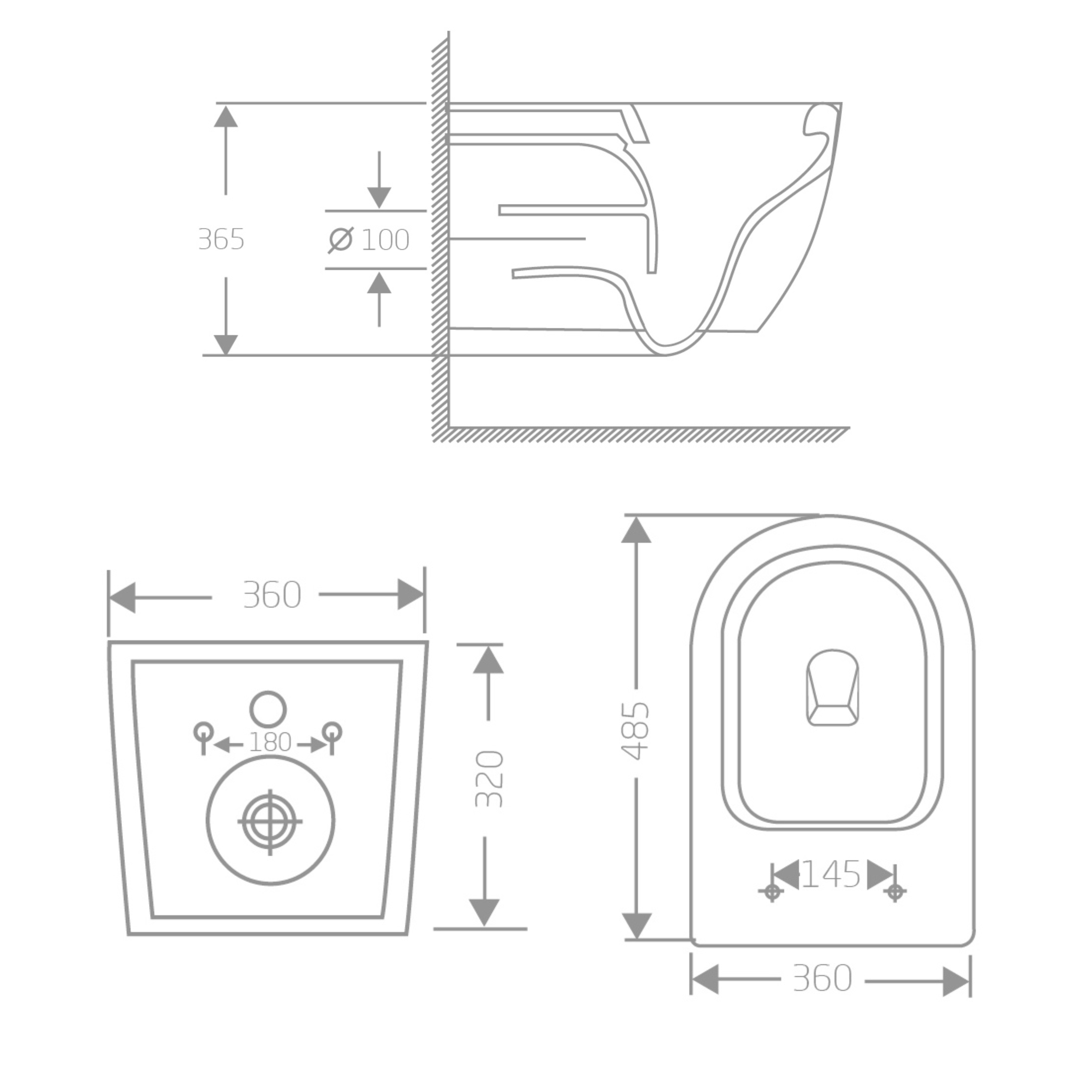 Унітаз підвісний Qtap Jay Ultra Quiet 485х360х320 мм, Matt Black, сидінням Slim Duroplast/ Soft-close/ Quick Relase QT07335177MB — фото2