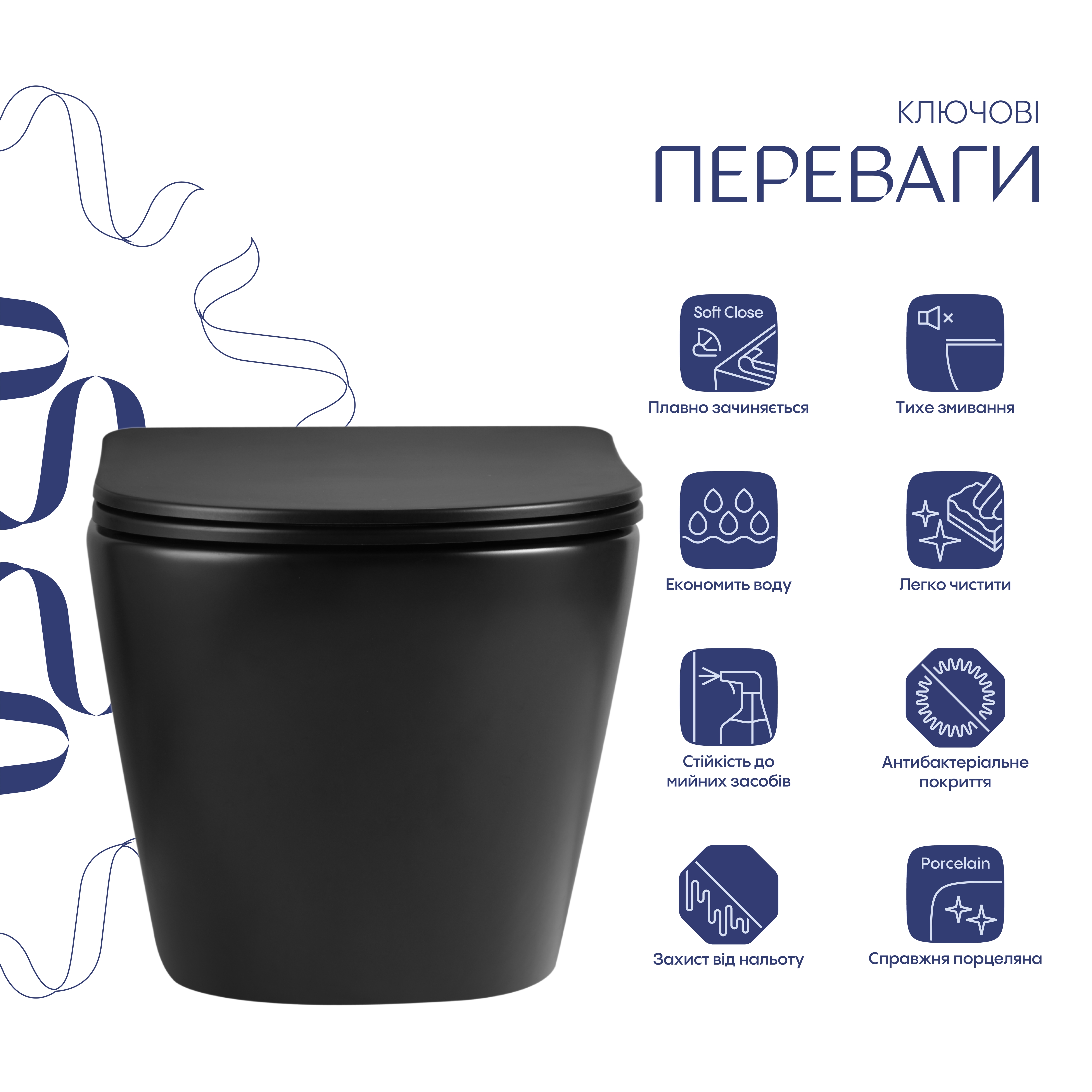 Унітаз підвісний Qtap Jay Ultra Quiet 485х360х320 мм, Matt Black, сидінням Slim Duroplast/ Soft-close/ Quick Relase QT07335177MB — фото3