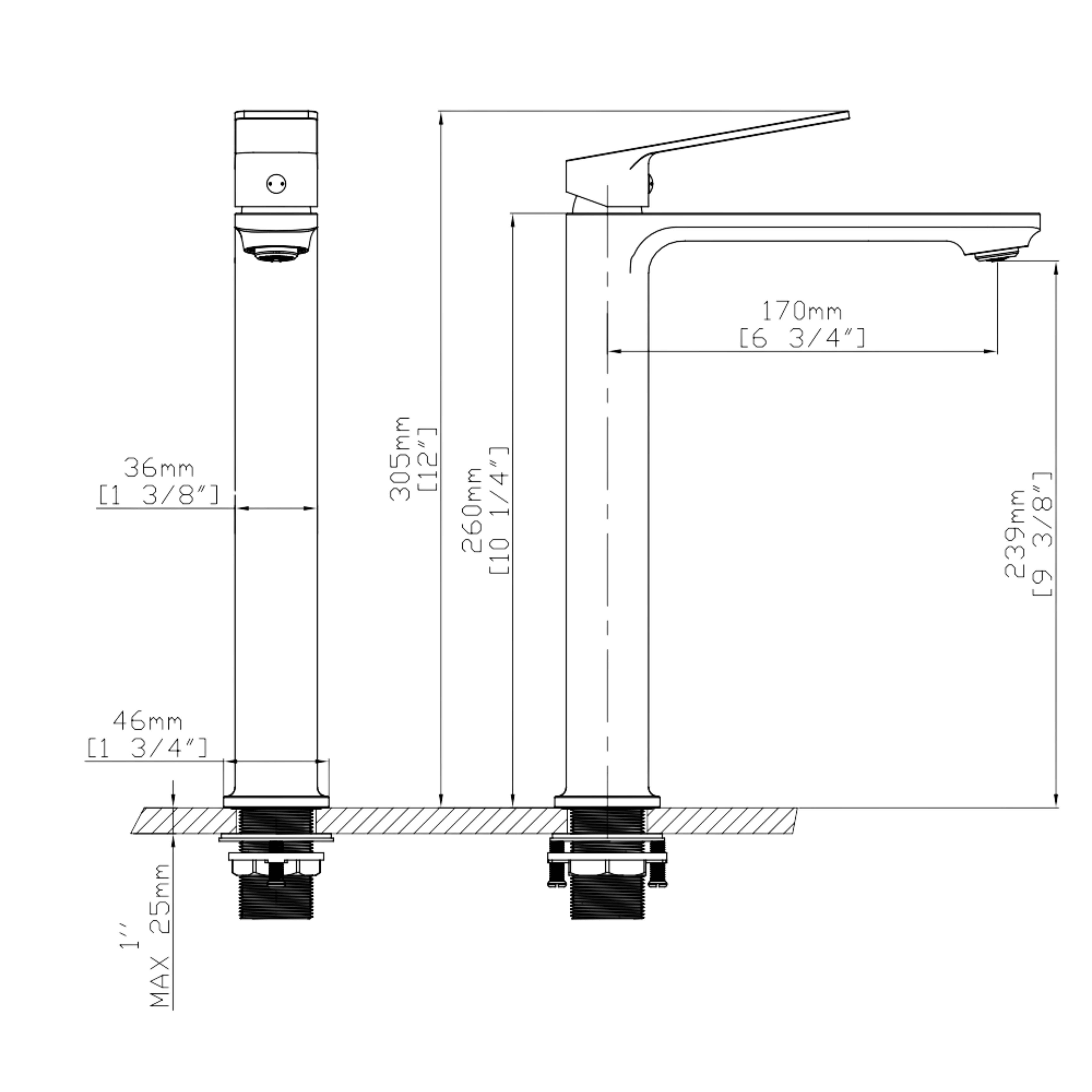 Змішувач для раковини високий Qtap Capricorn, Chrome (k26) QTCAP1060H102C48220 — фото2