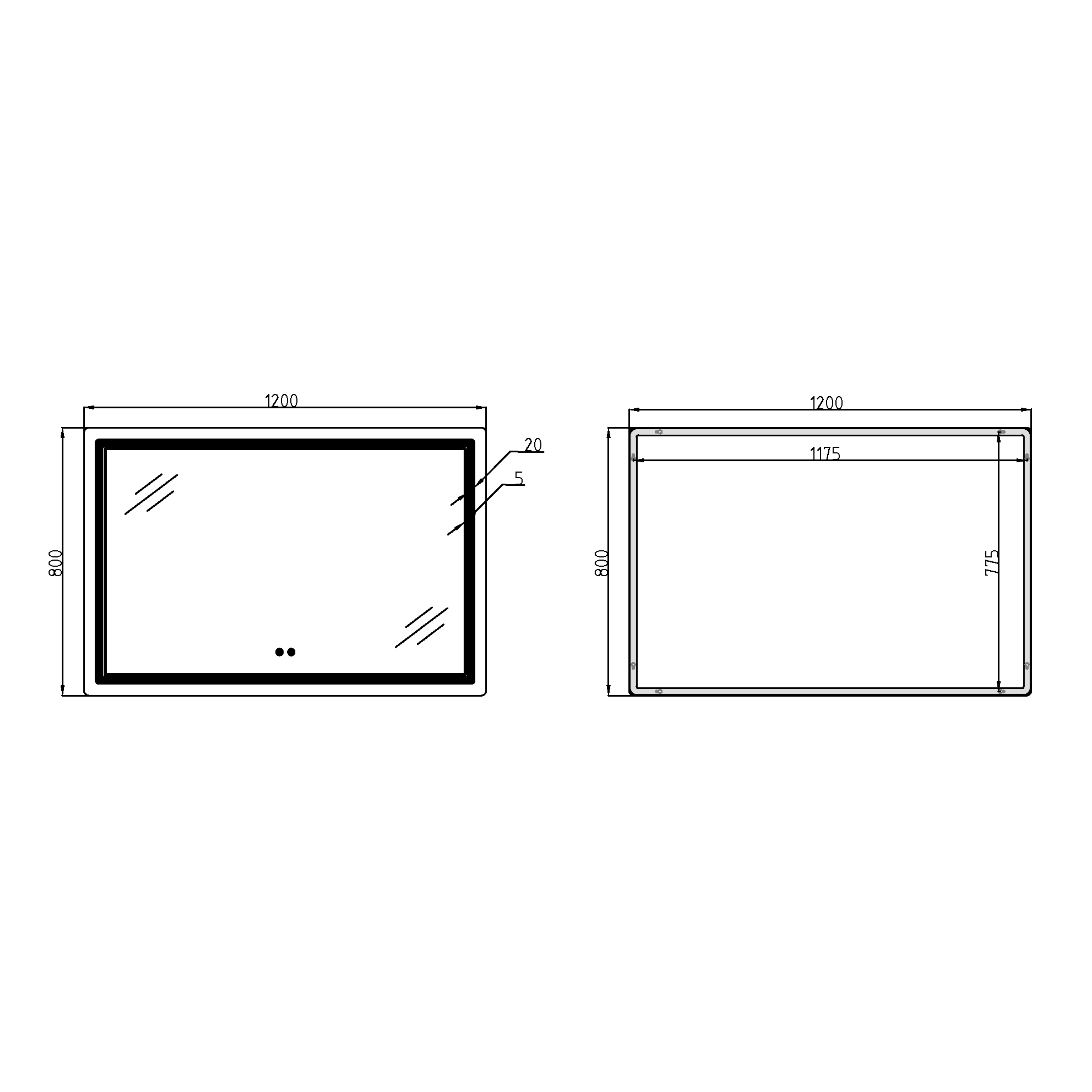 Дзеркало Qtap Cardinal (CA2) 1200х800 з LED-підсвічуванням Touch, з антизапотіванням, з димером, рег. темп. кольору (3000-6500K) QT0478C1208048454 — фото2