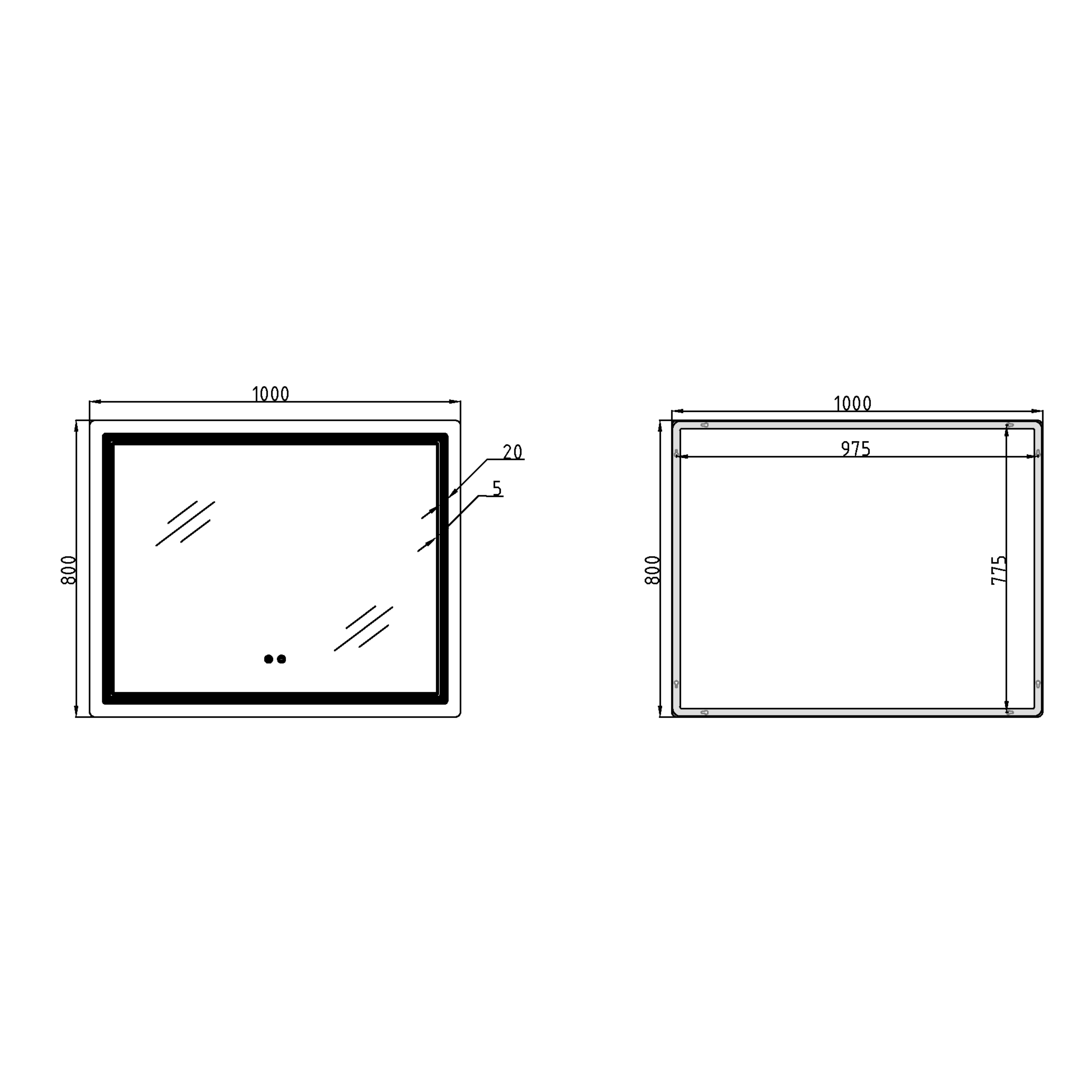Дзеркало Qtap Cardinal (CA2) 1000х800 з LED-підсвічуванням Touch, з антизапотіванням, з димером, рег. темп. кольору (3000-6500K) QT0478C1008048455 — фото2