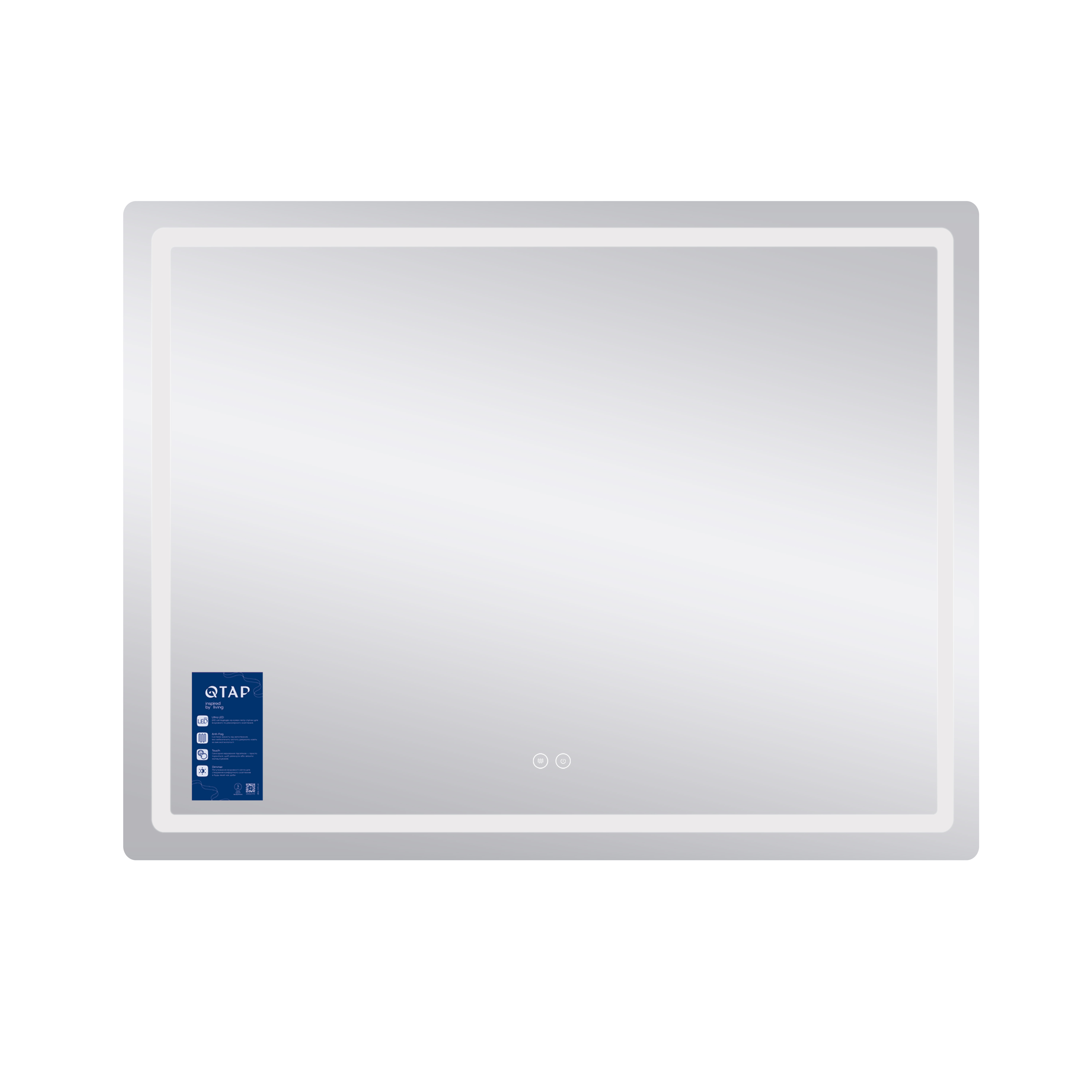 Дзеркало Qtap Mideya MI1) 1200х800 з LED-підсвічуванням Touch, з антизапотіванням, димером, рег. яскравості QT2078F12080 — фото3