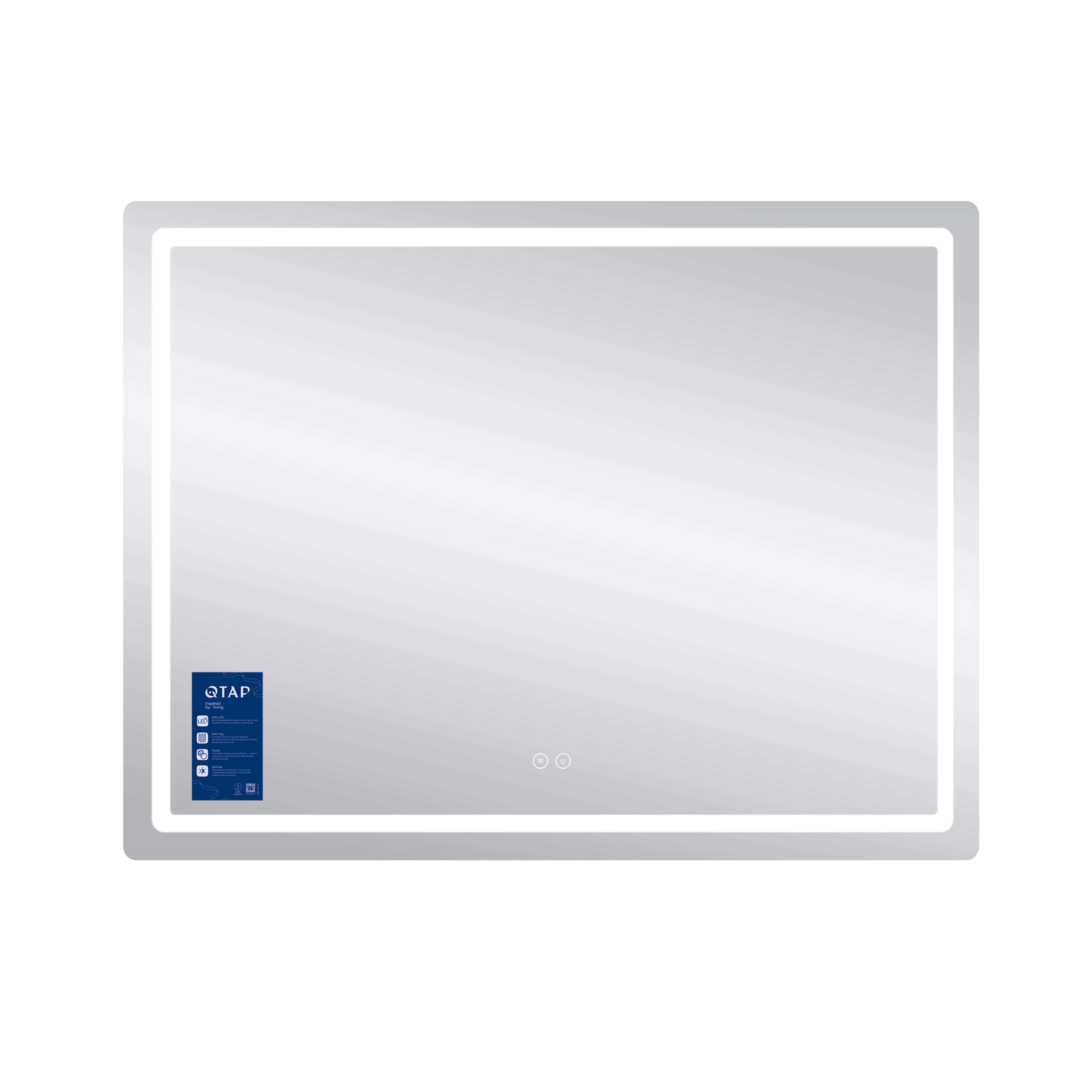 Дзеркало Qtap Mideya MI1) 1200х800 з LED-підсвічуванням Touch, з антизапотіванням, димером, рег. яскравості QT2078F12080 — фото4