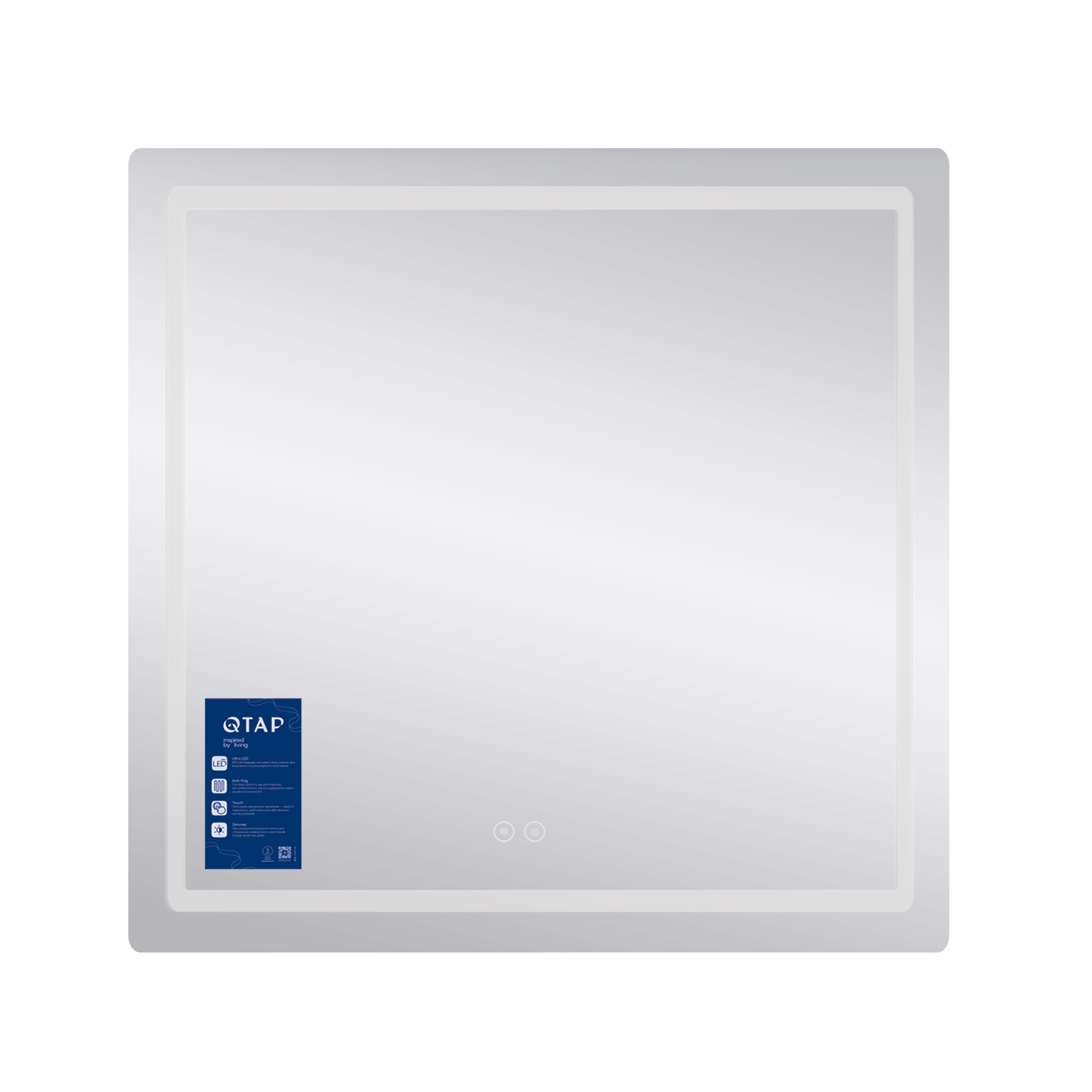 Зеркало Qtap Mideya (MI2) 700х800 с LED-подсветкой Touch, с антизапотеванием, диммером, рег. яркости QT2078DCF7080 — фото3