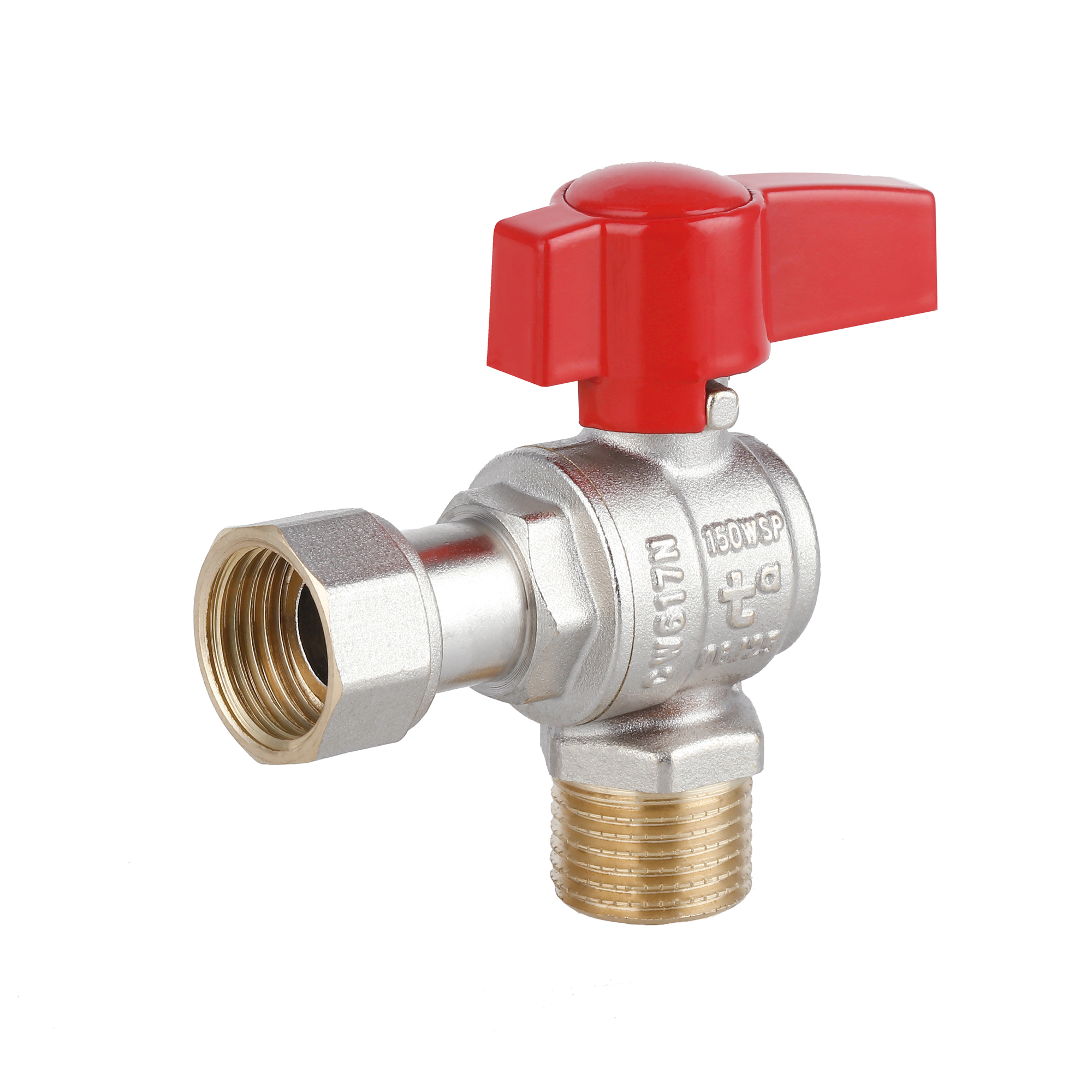 Кран кульовий Thermo Alliance Standart 1/2"ВЗ кутовий, PN40, з накидною гайкою TAS224W15