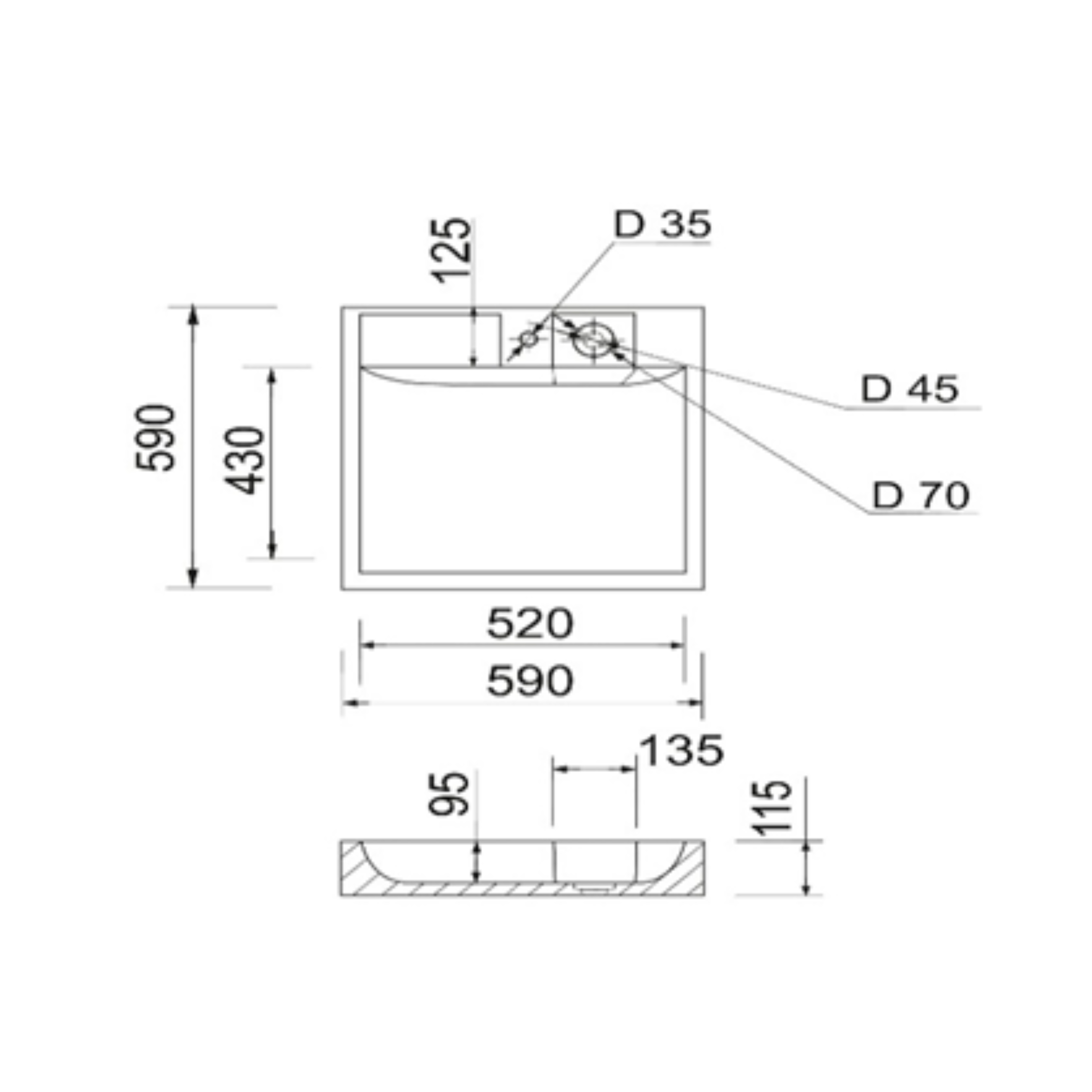 Раковина на пральну машину Qtap Arvin 595x595x115 мм, White QTARV2365WHI48575 — фото2