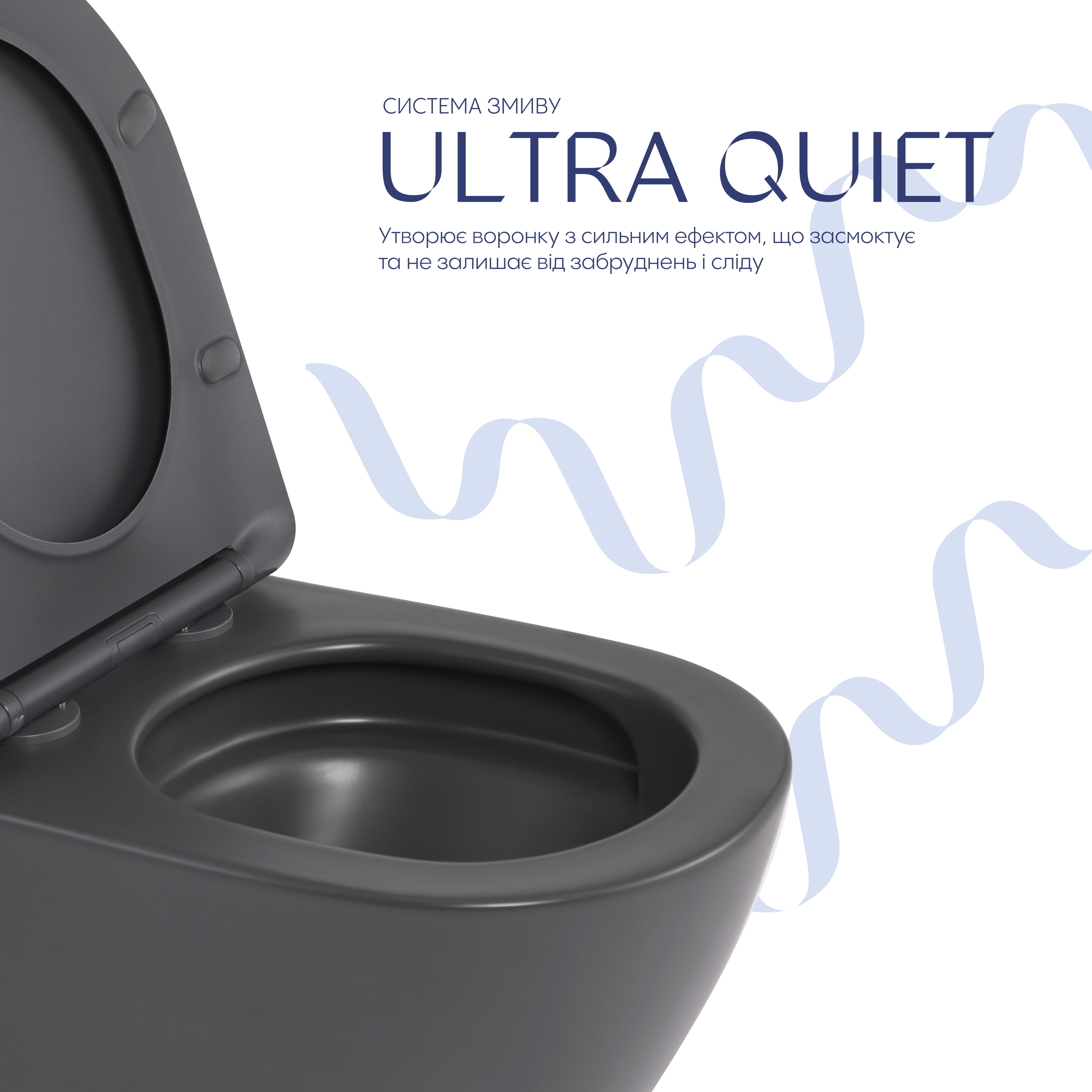 Унітаз підвісний Qtap Robin Ultra Quiet 520×365×340 мм, Anthracite, з сидінням Slim Duroplast / Soft-close / Quick Release QTROB26AN48995 — фото5