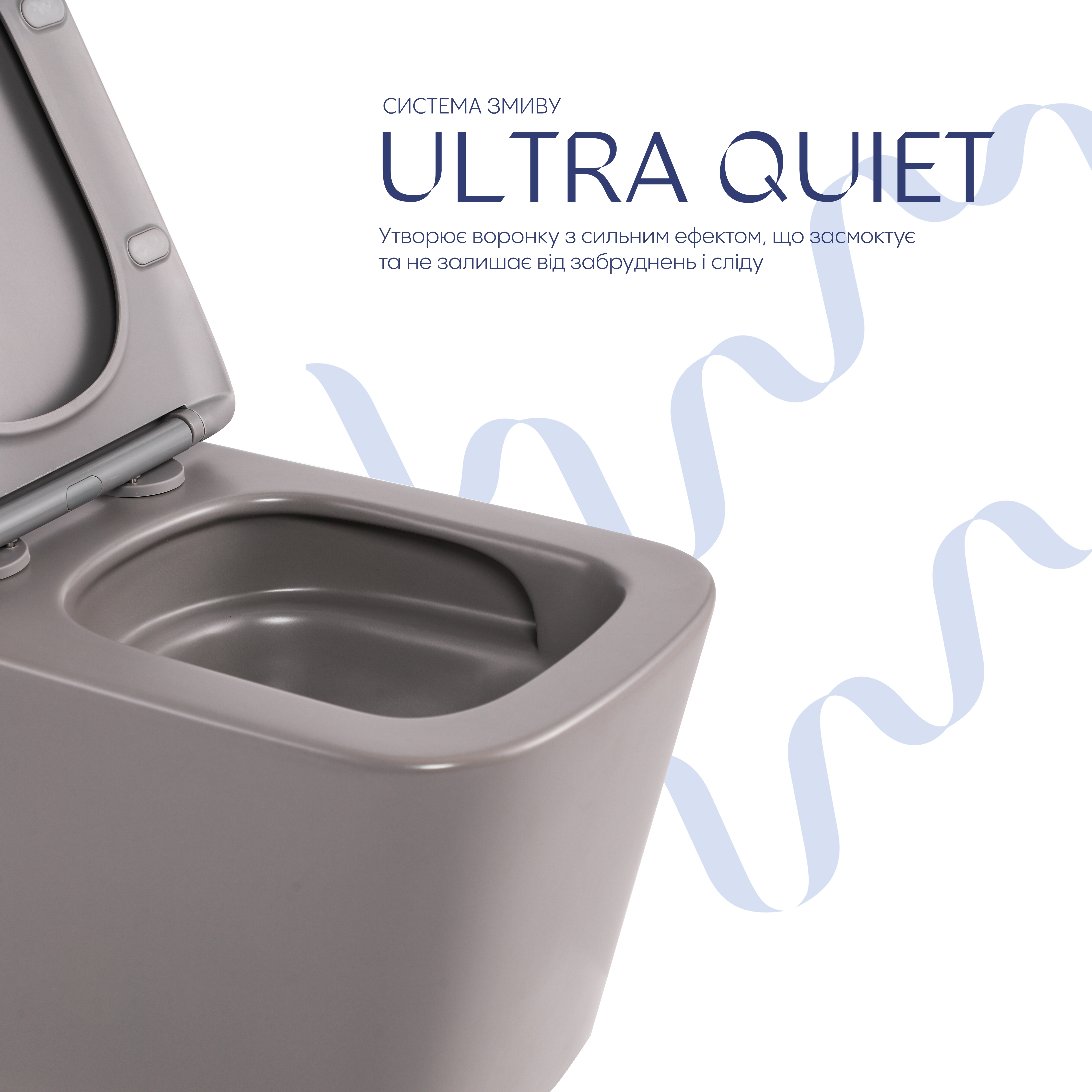 Унітаз підвісний Qtap Tern Ultra Quiet 520×345×325 мм, Stone grey, з сидінням Slim Duroplast / Soft-close / Quick Release QTTER26SG49000 — фото5