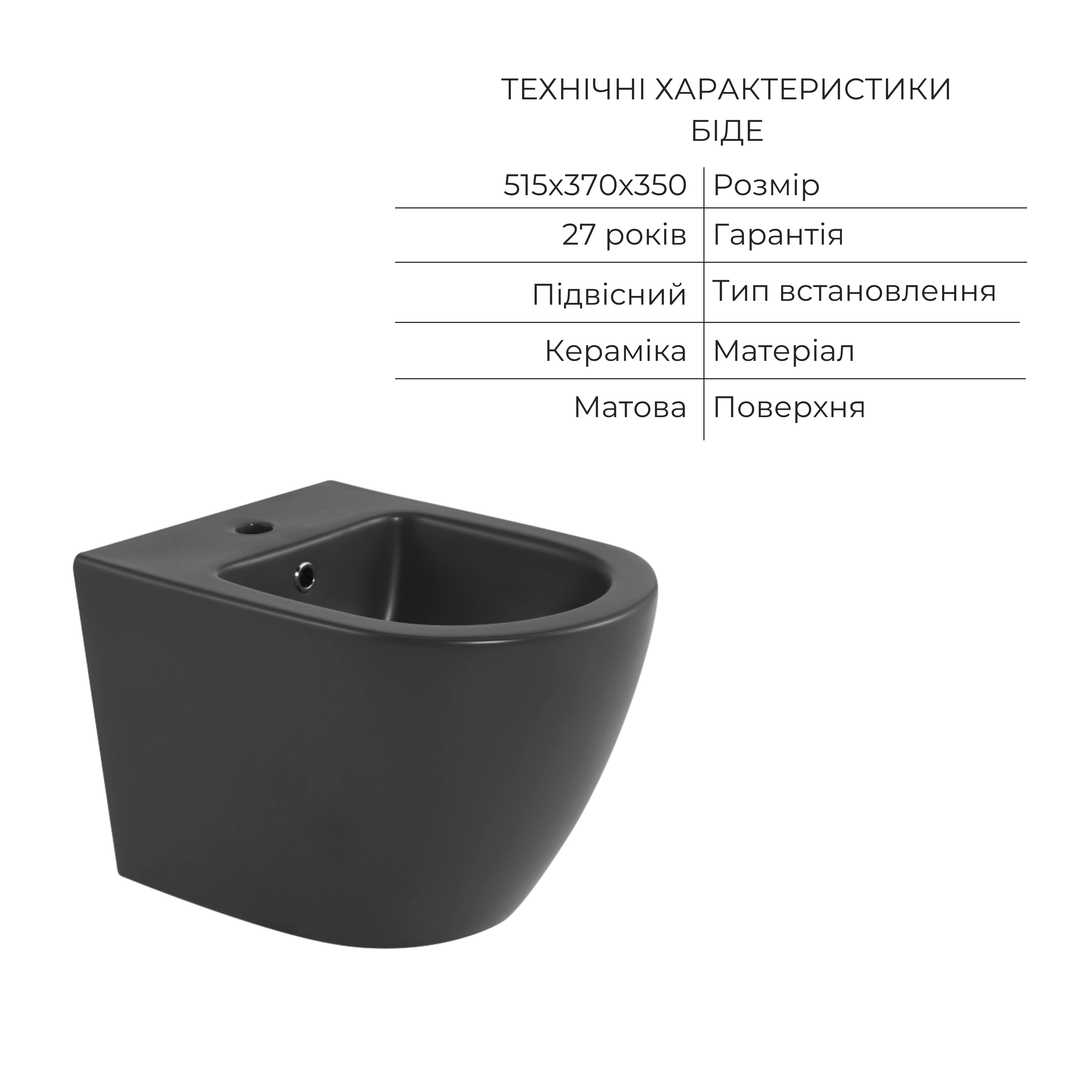 Комплект Qtap Robin Anthracite 3 в 1: підвісний унітаз Ultra Quiet + біде підвісне + раковина накладна QTROBAN49157 — фото6