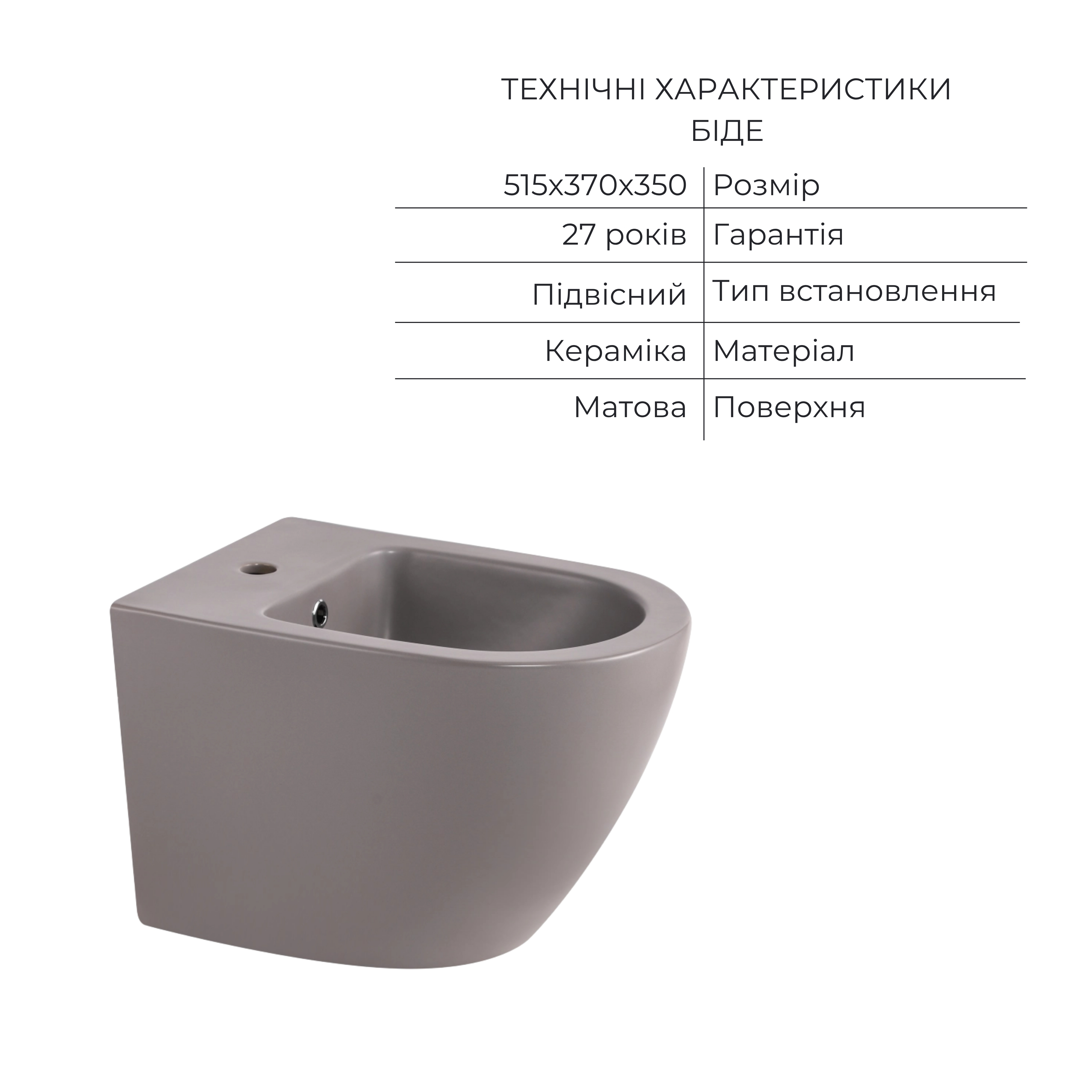 Комплект Qtap Robin Stone grey 3 в 1: підвісний унітаз Ultra Quiet + біде підвісне + раковина накладна QTROBSG49158 — фото6