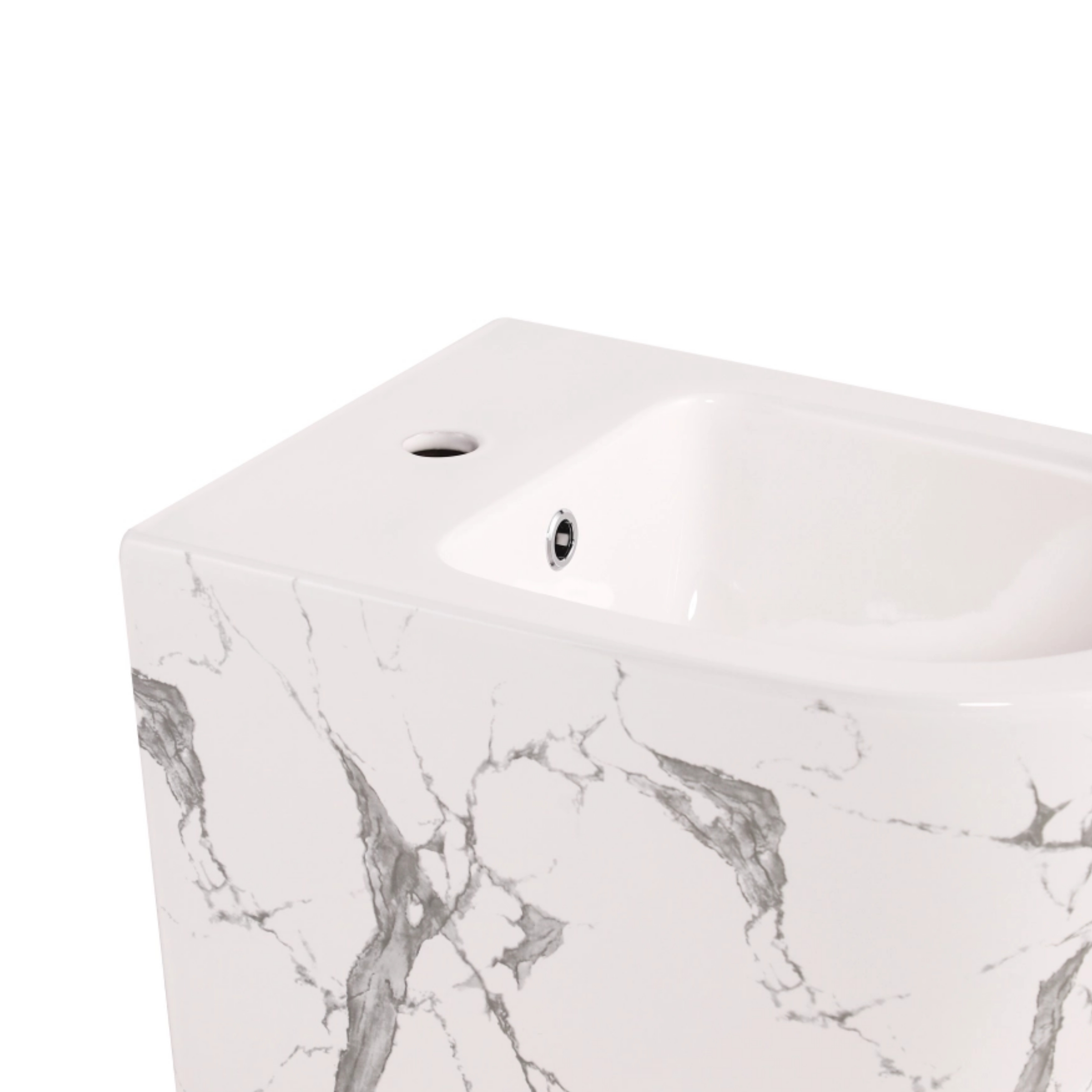 Комплект Qtap Robin Marble 3 в 1: підвісний унітаз Ultra Quiet + біде підвісне + раковина накладна QTROBMR49160 — фото7