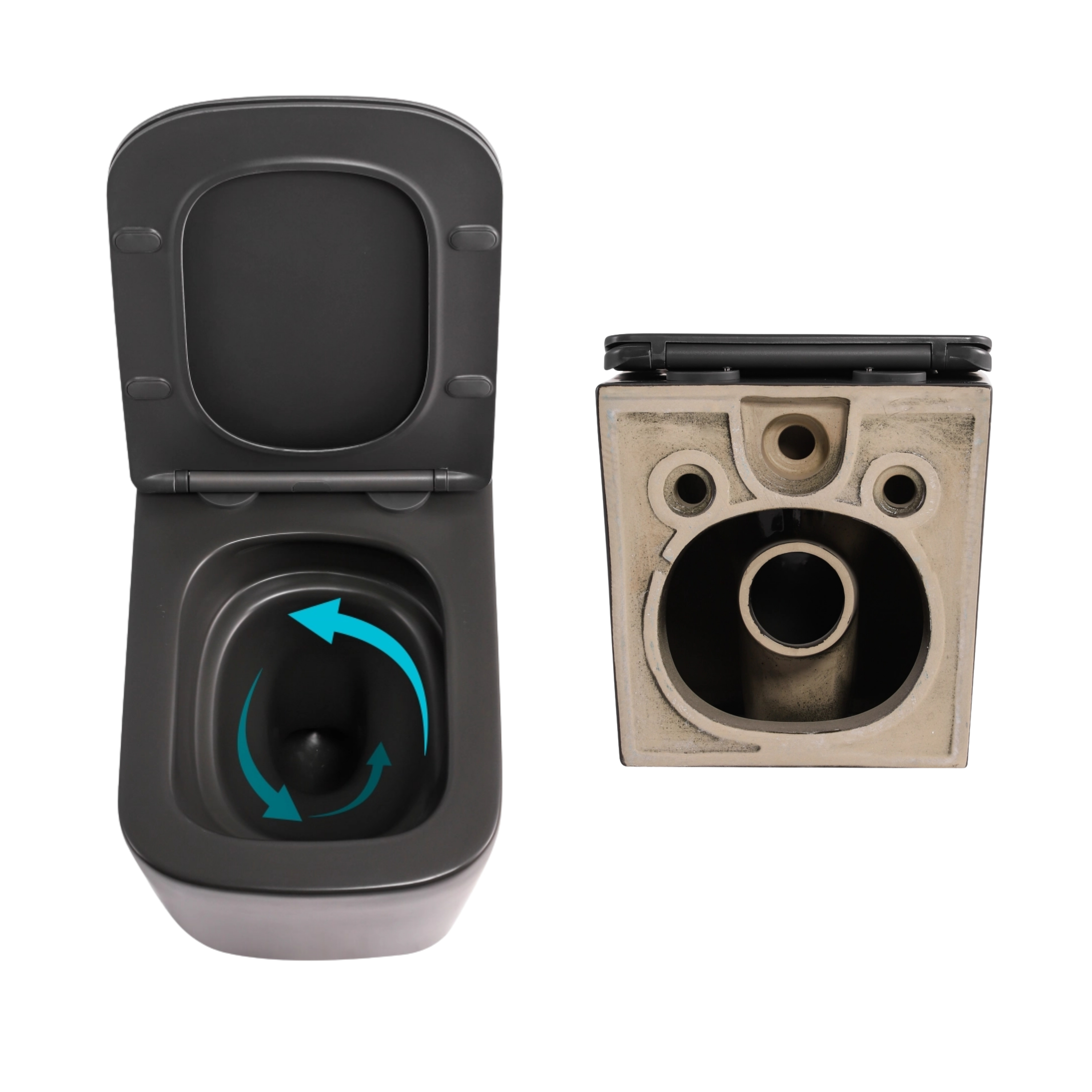 Комплект Qtap Tern Anthracite 3 в 1: підвісний унітаз Ultra Quiet + біде підвісне + раковина накладна QTROBAN49157 — фото5