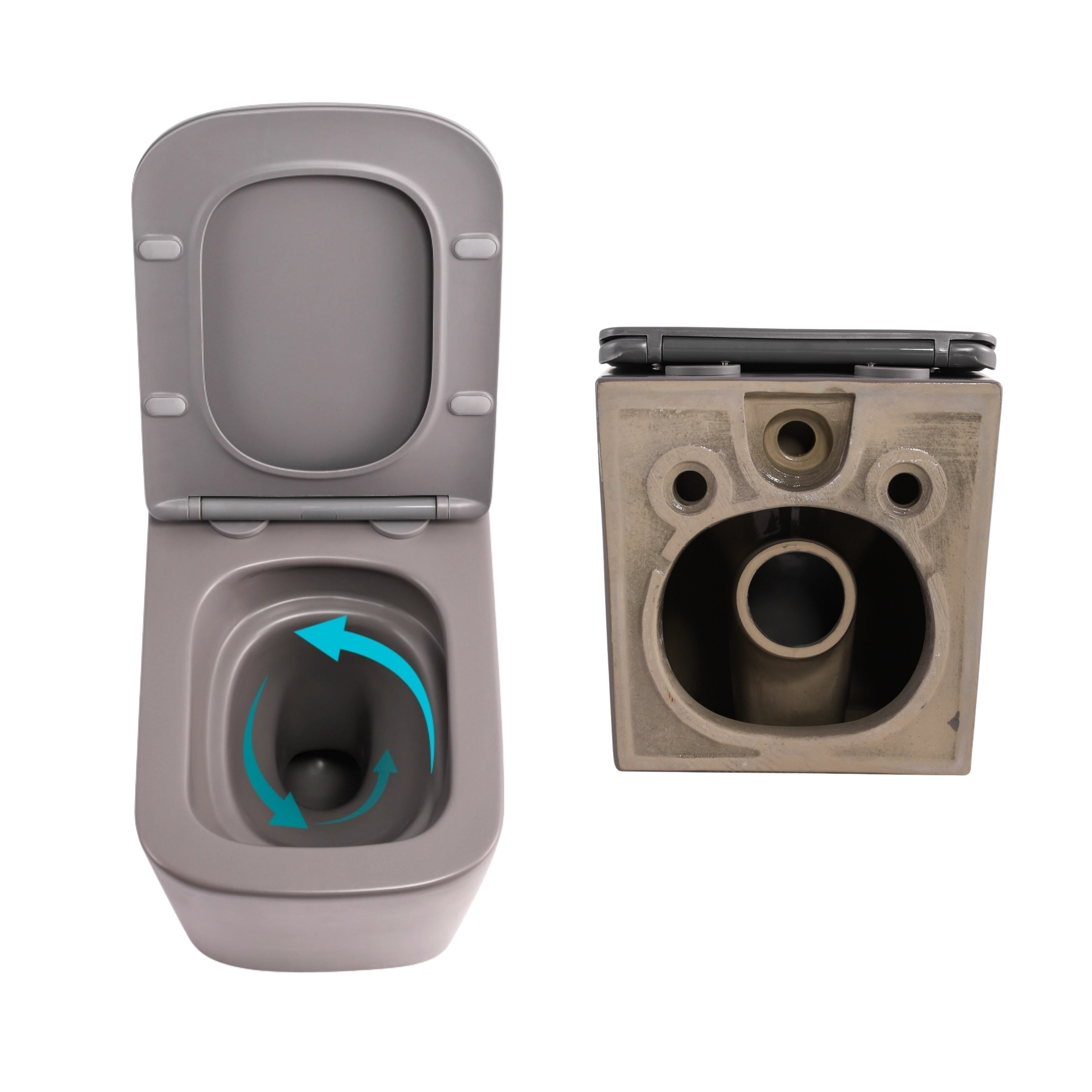 Комплект Qtap Tern Stone grey 3 в 1: підвісний унітаз Ultra Quiet + біде підвісне + раковина накладна QTTERSG49162 — фото5