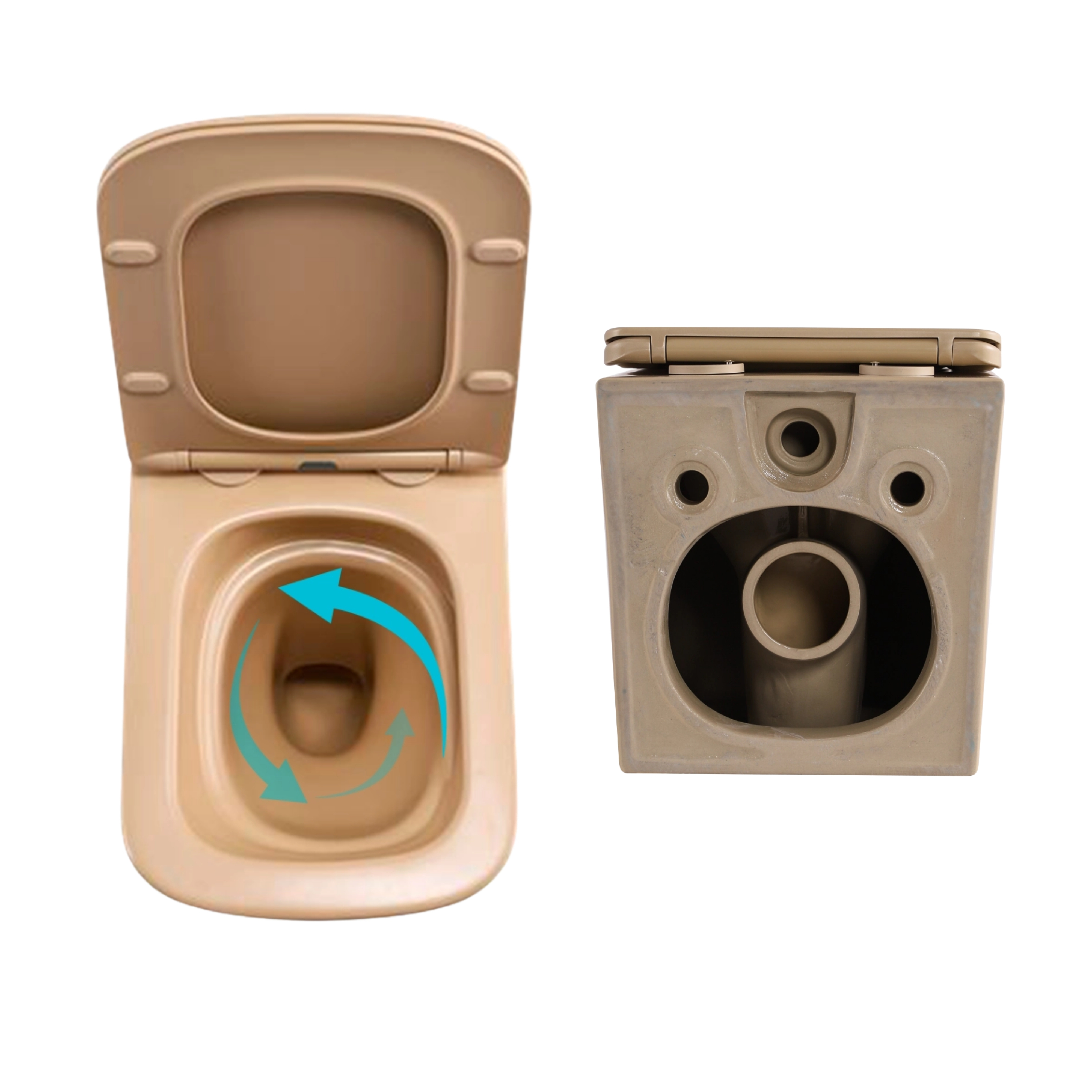 Комплект Qtap Tern Beige 3 в 1: підвісний унітаз Ultra Quiet + біде підвісне + раковина накладна QTTERSB49163 — фото5