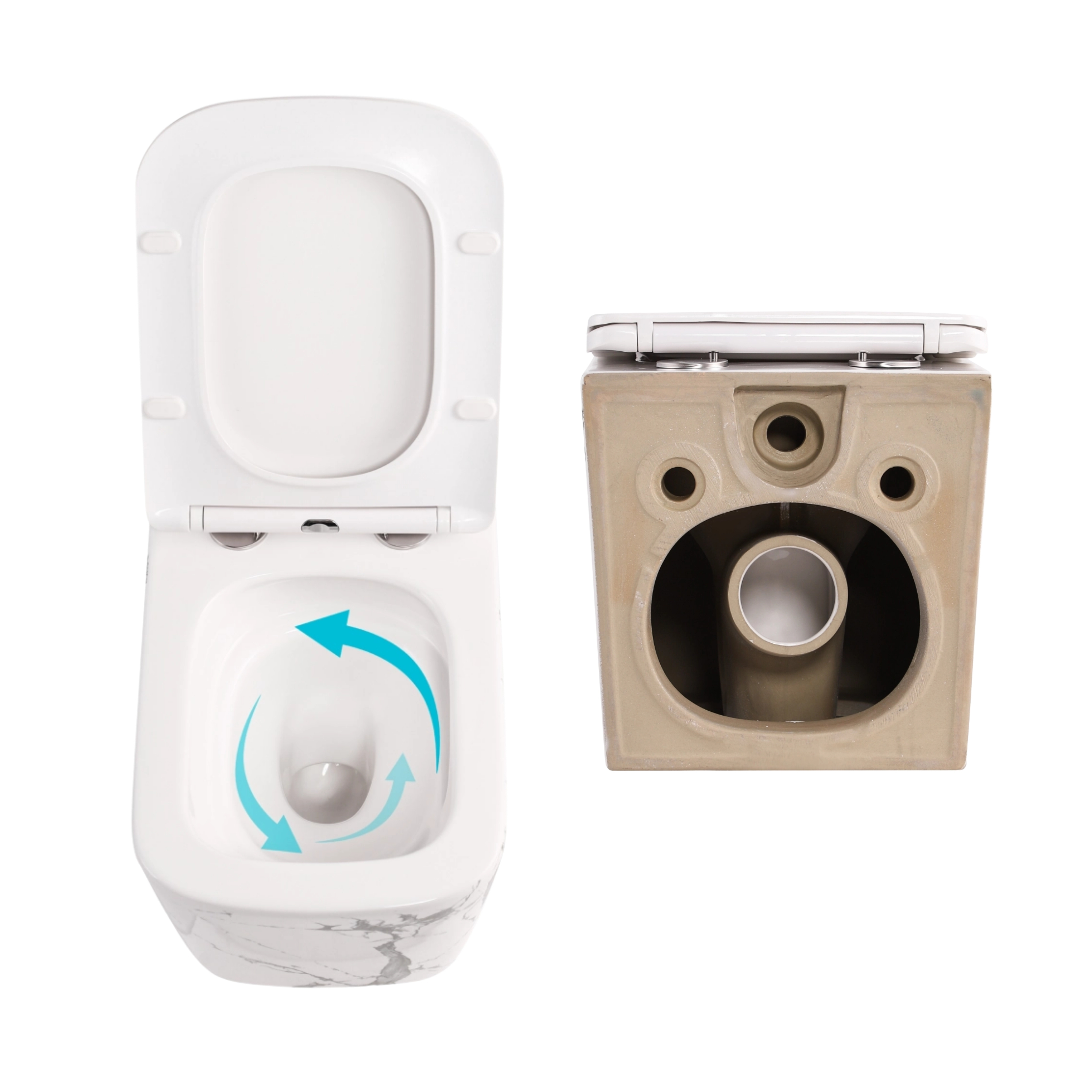 Комплект Qtap Tern Marble 3 в 1: підвісний унітаз Ultra Quiet + біде підвісне + раковина накладна QTTERMR49164 — фото5