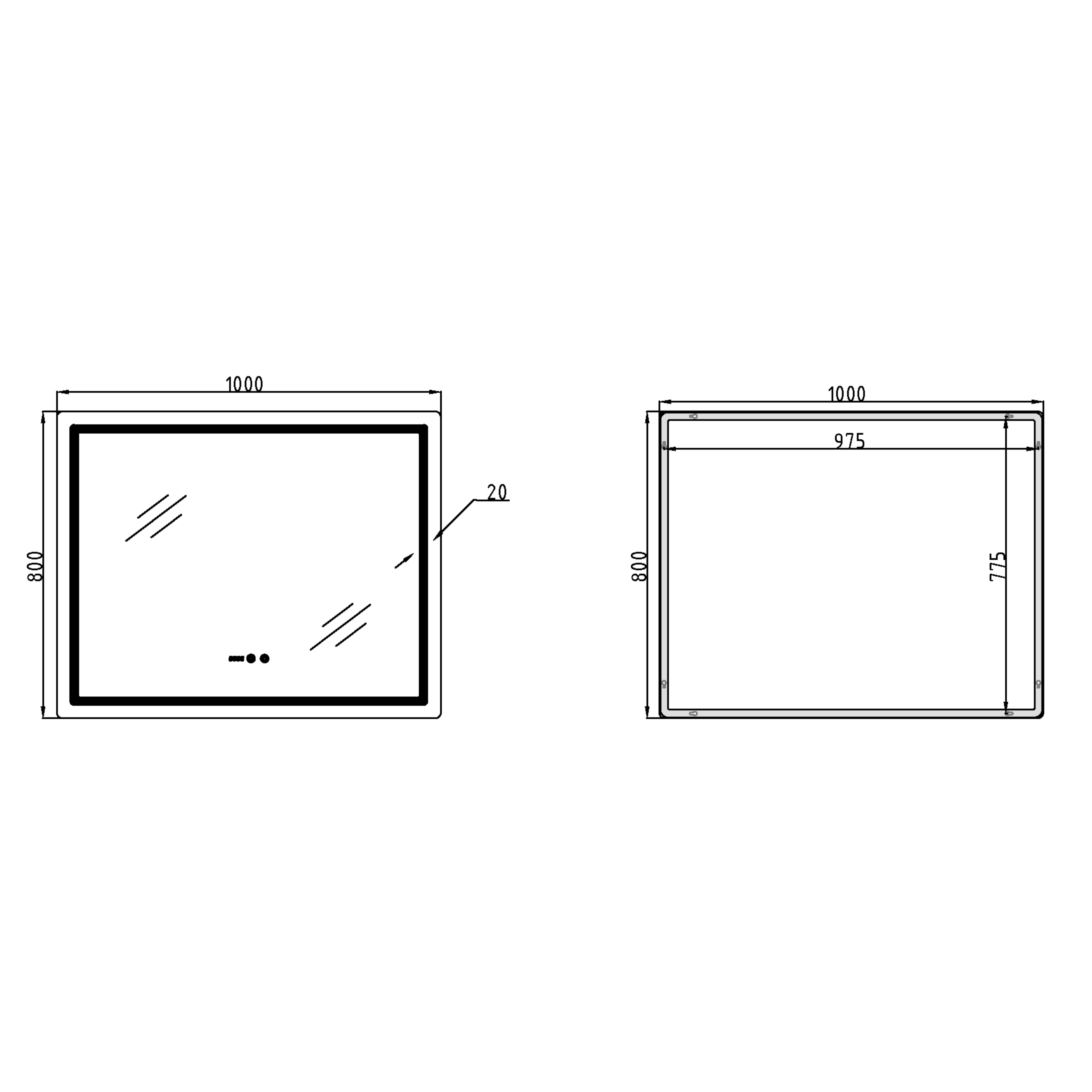 Зеркало Qtap Mideya (MI2) 1000х800 с часами, с LED-подсветкой Touch, с антизапотеванием, диммером, рег. яркости QTMID100080049266 — фото2