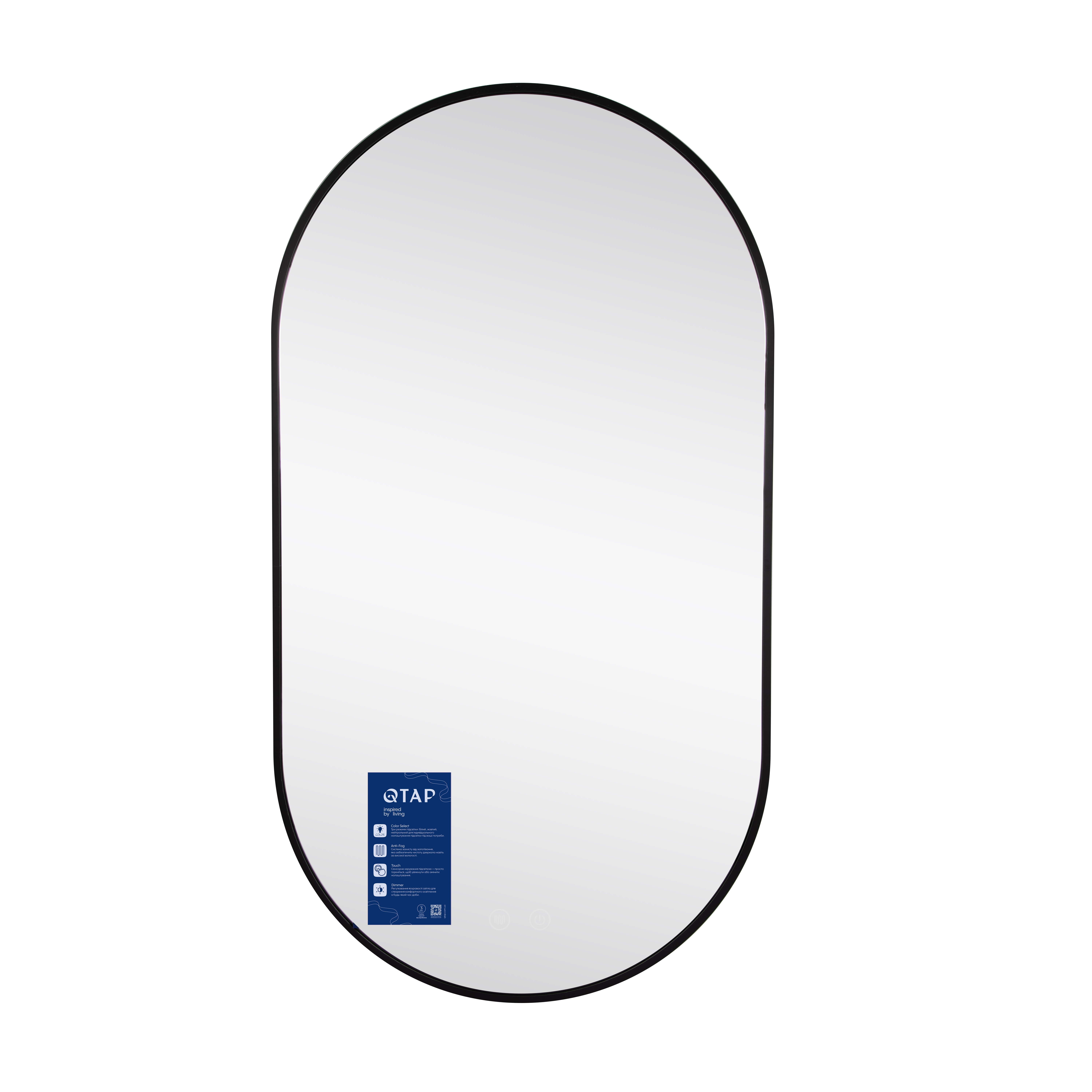 Дзеркало Qtap Scorpio (SC1) з LED-підсвічуванням Touch, з антизапотіванням, з димером, рег. темп. кольору (3000-6500K) Black QTSC500900 — фото3