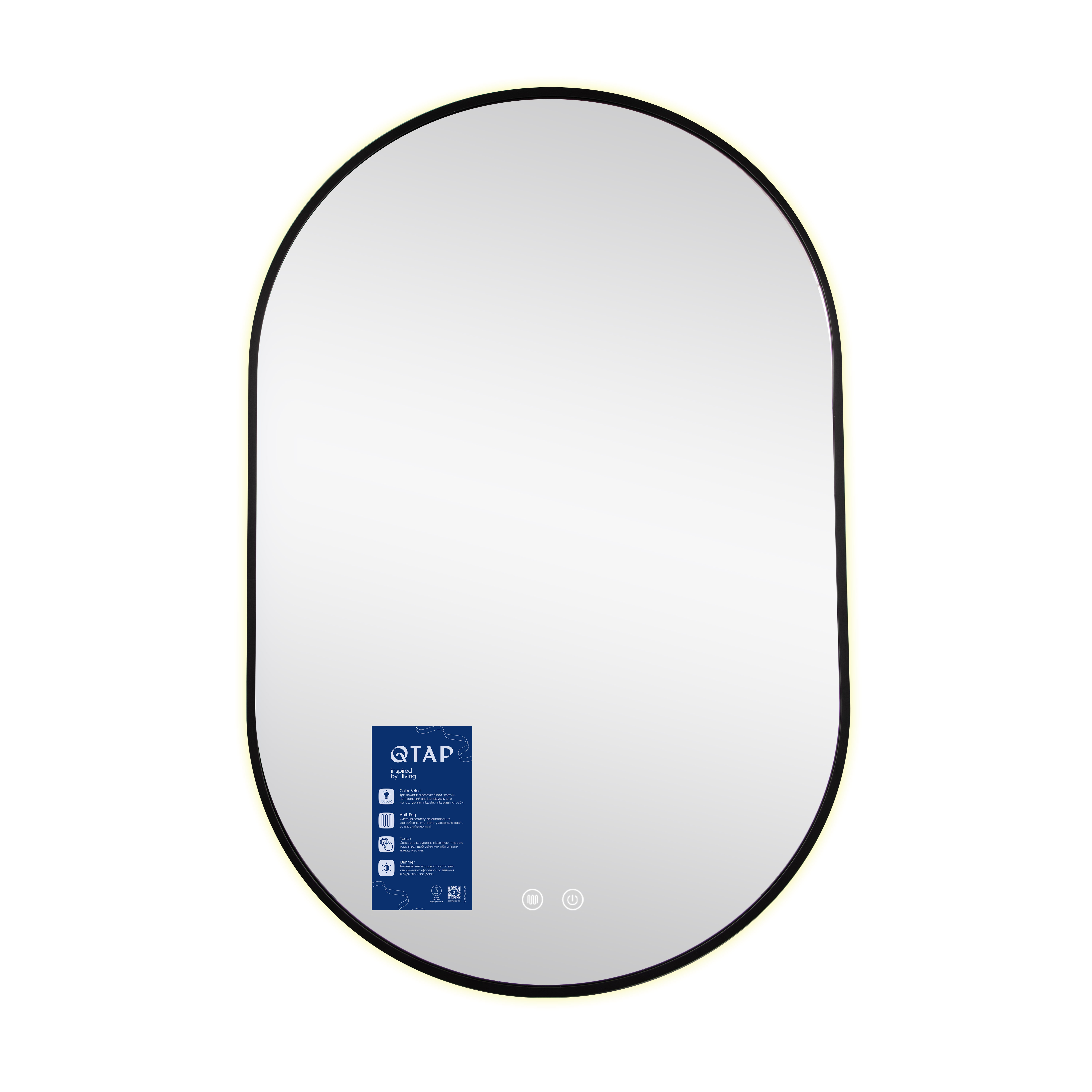 Дзеркало Qtap Scorpio (SC1) з LED-підсвічуванням Touch, з антизапотіванням, з димером, рег. темп. кольору (3000-6500K) Black QTSC600900 — фото5