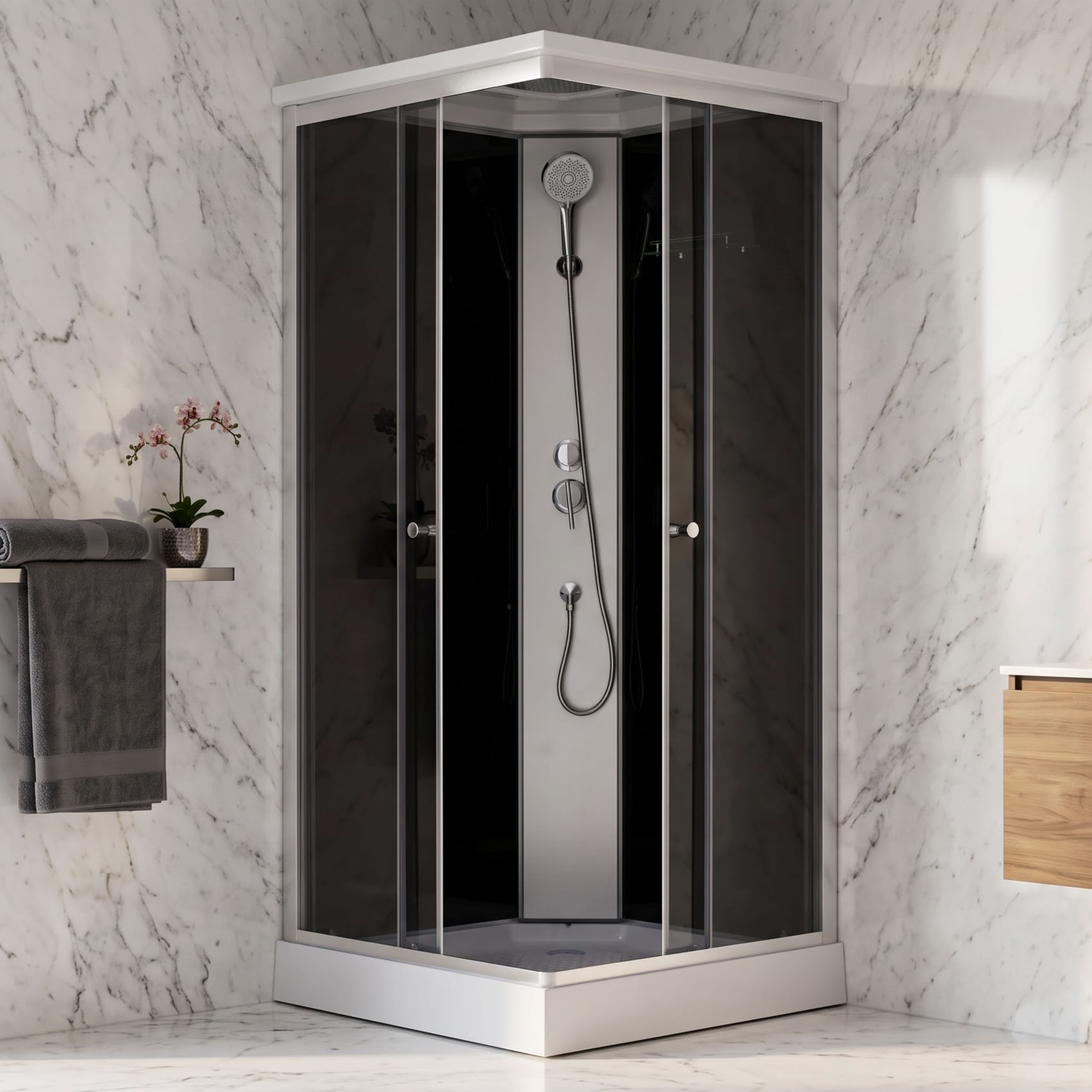 Душовий бокс Lidz Kubis SB90x90.SAT.LOW.GR, скло тоноване 4 мм, фото 14