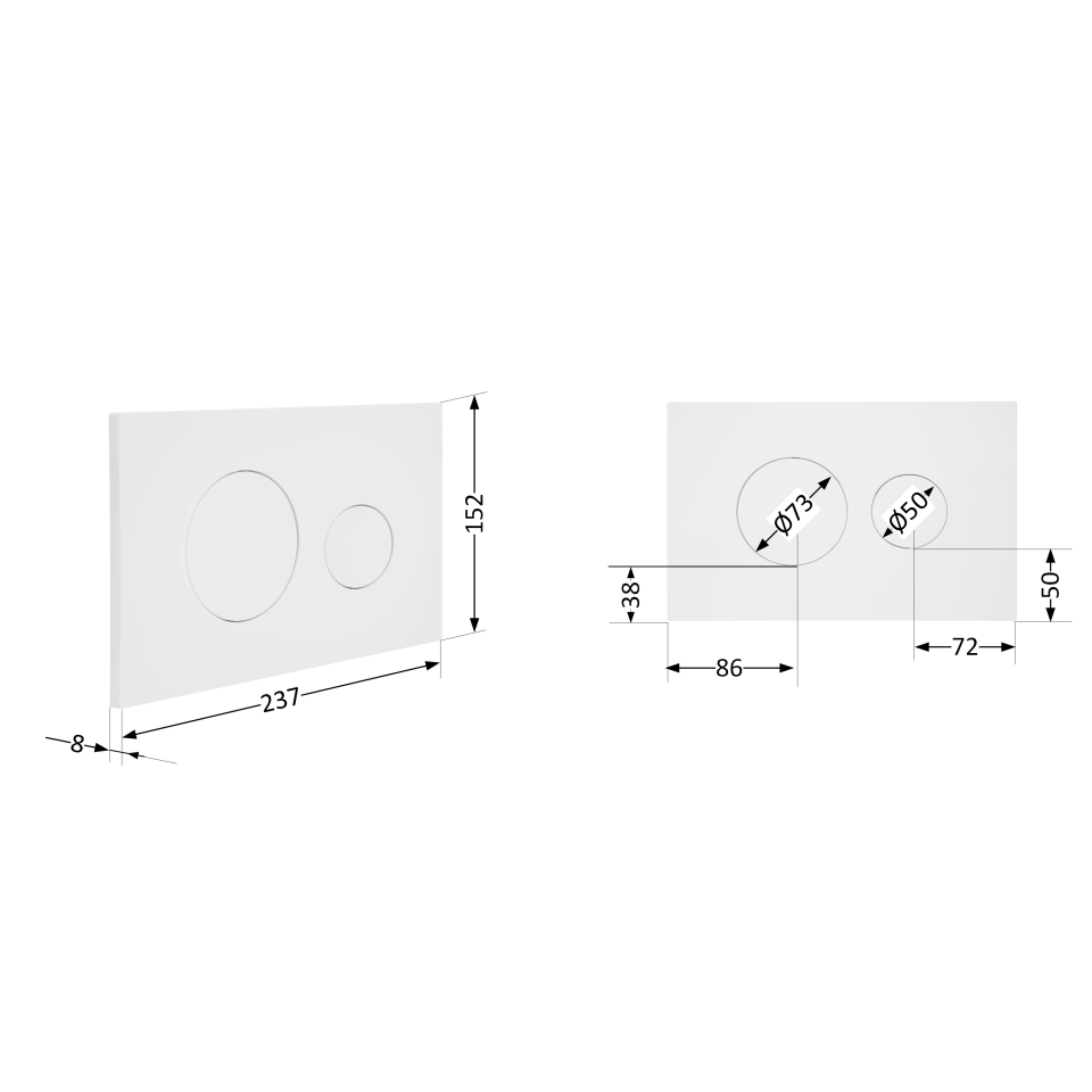 Клавіша змиву Qtap Standard 152x236x28 мм, White, кругла QTSTD164W49468 — фото2