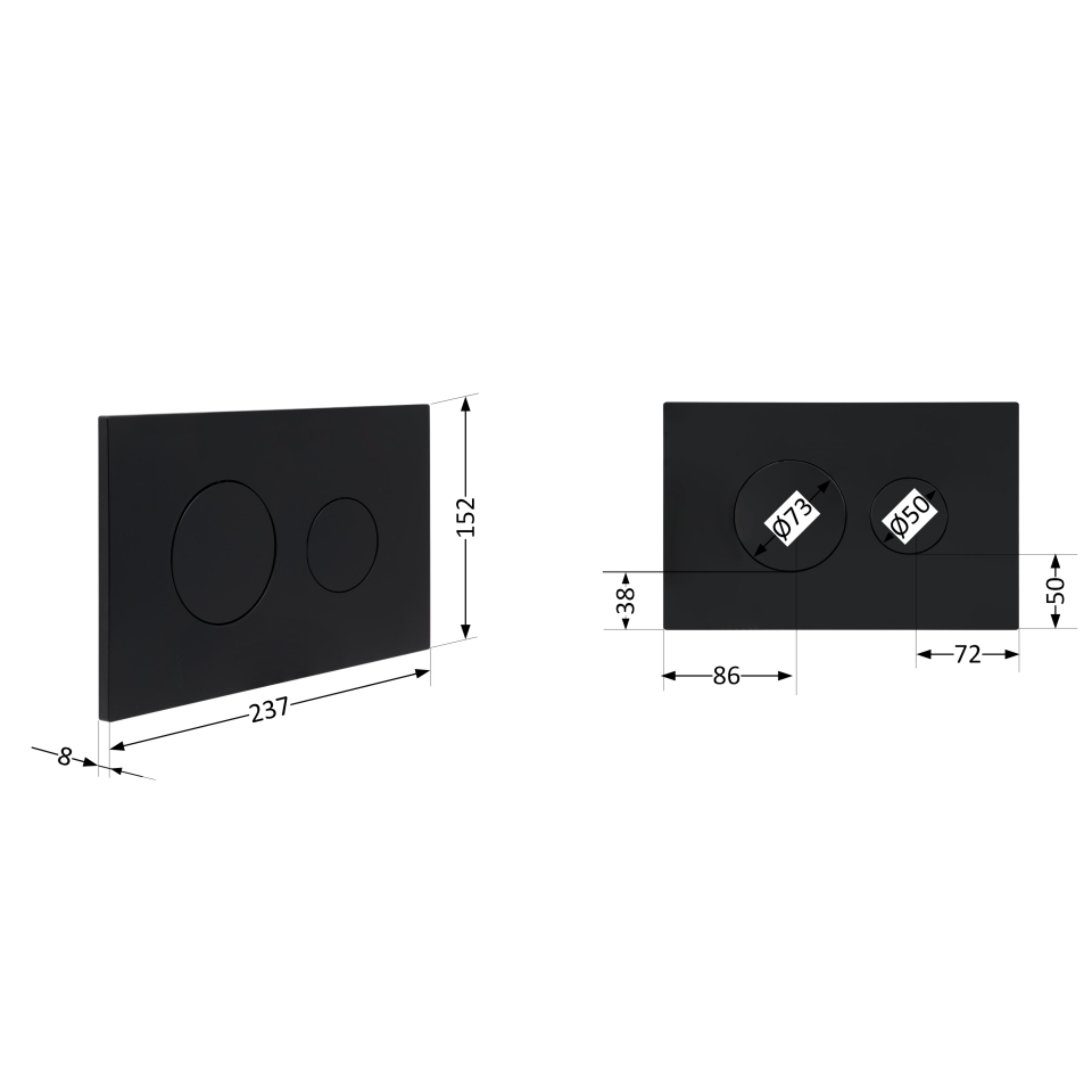 Клавиша смыва Qtap Standard 152x236x28 мм, Matt Black, круглая QTSTD164BLM49470 — фото2