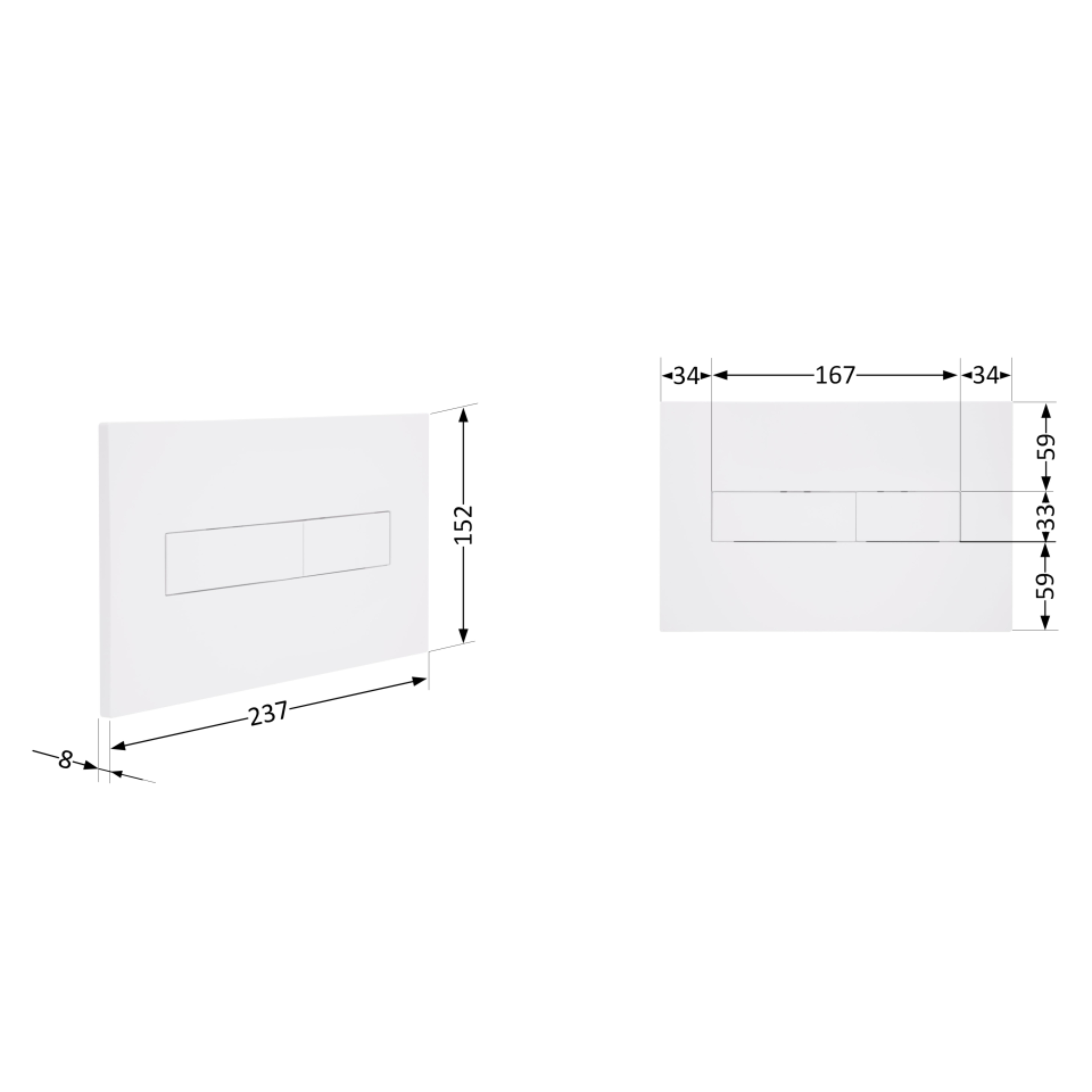 Клавіша змиву Qtap Standard 152x236x28 мм, White, лінійна QTSTD164W49471 — фото2