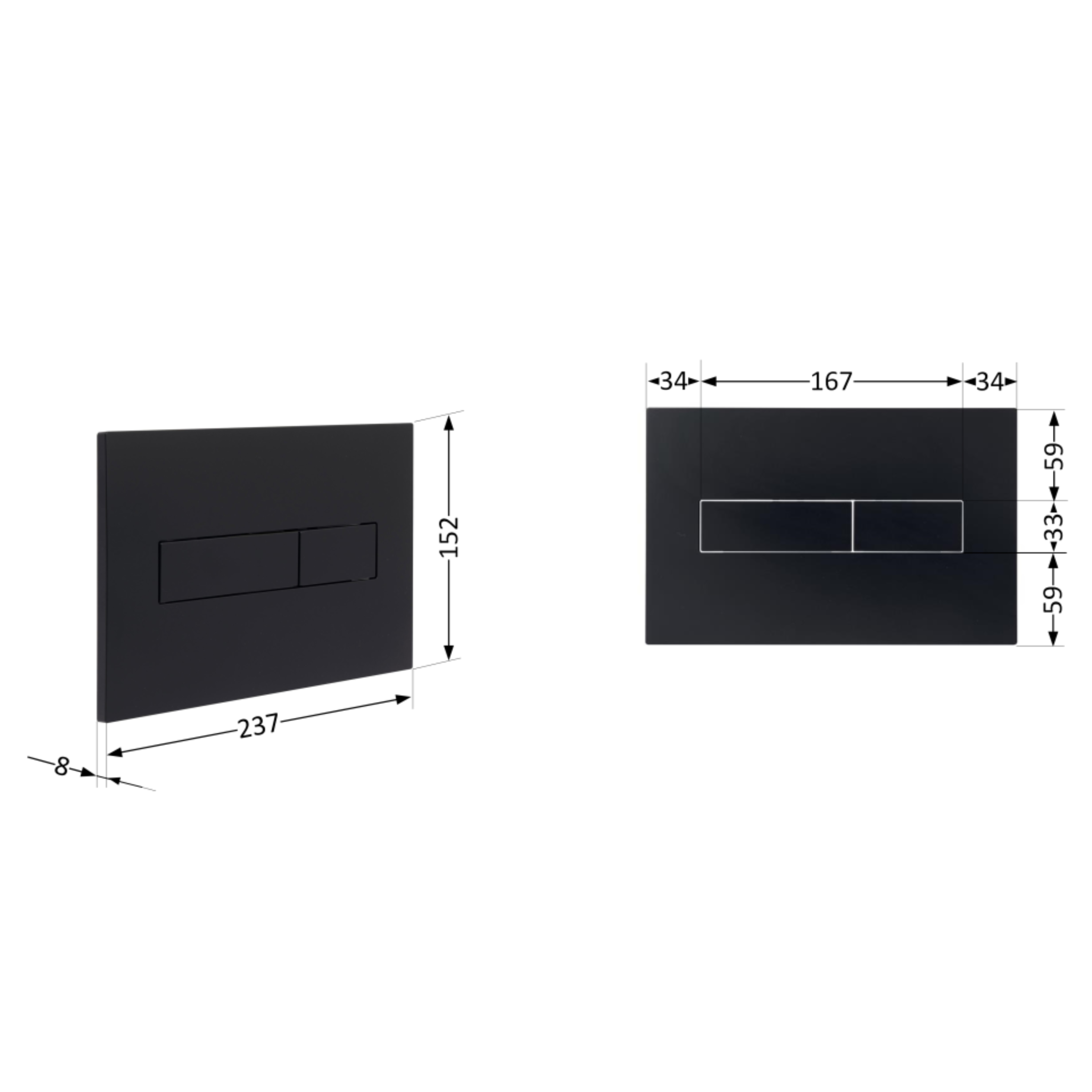 Клавіша змиву Qtap Standard 152x236x28 мм, Matt Black, лінійна QTSTD164BLM49473 — фото2