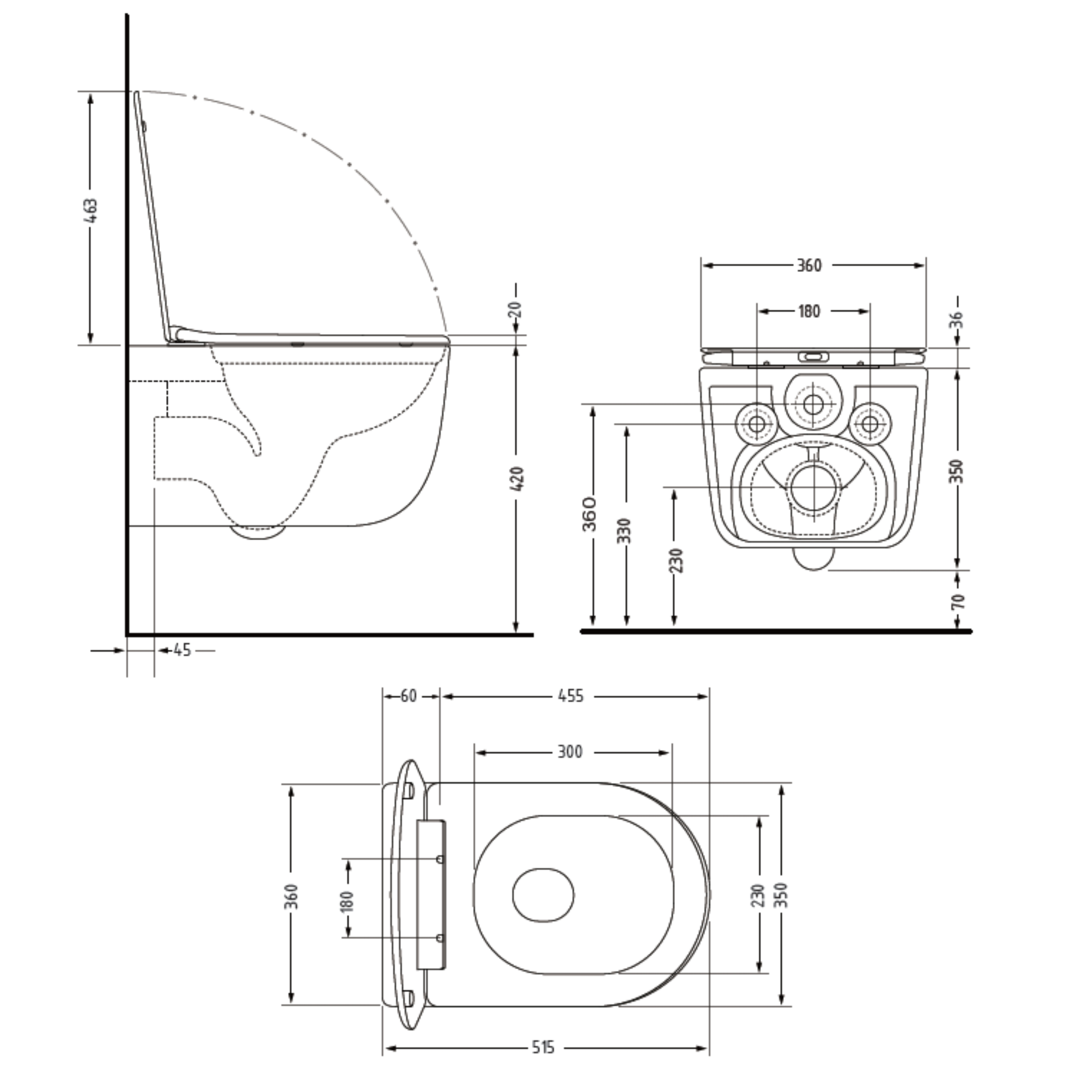 Унітаз підвісний Qtap Taurus Ultra Quiet 515×360×350 мм, Matt Black, з сидінням Slim Duroplast / Soft-close / Quick Release QTTAU28BLM50504 — фото2