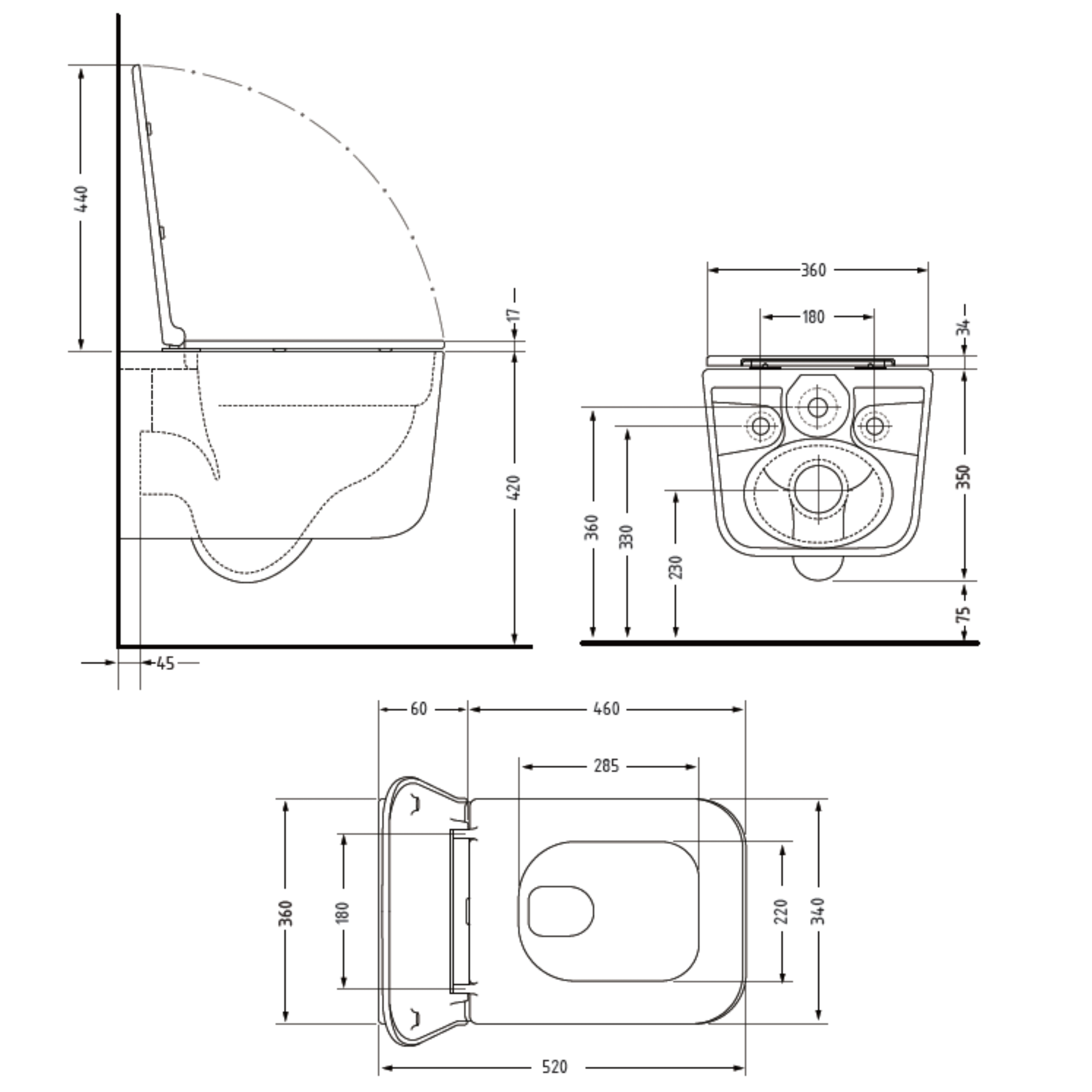 Унітаз підвісний Qtap Gemini Ultra Quiet 485×340×350 мм, Matt Black, з сидінням Slim Duroplast / Soft-close / Quick Release QTGEM28BLM50505 — фото2
