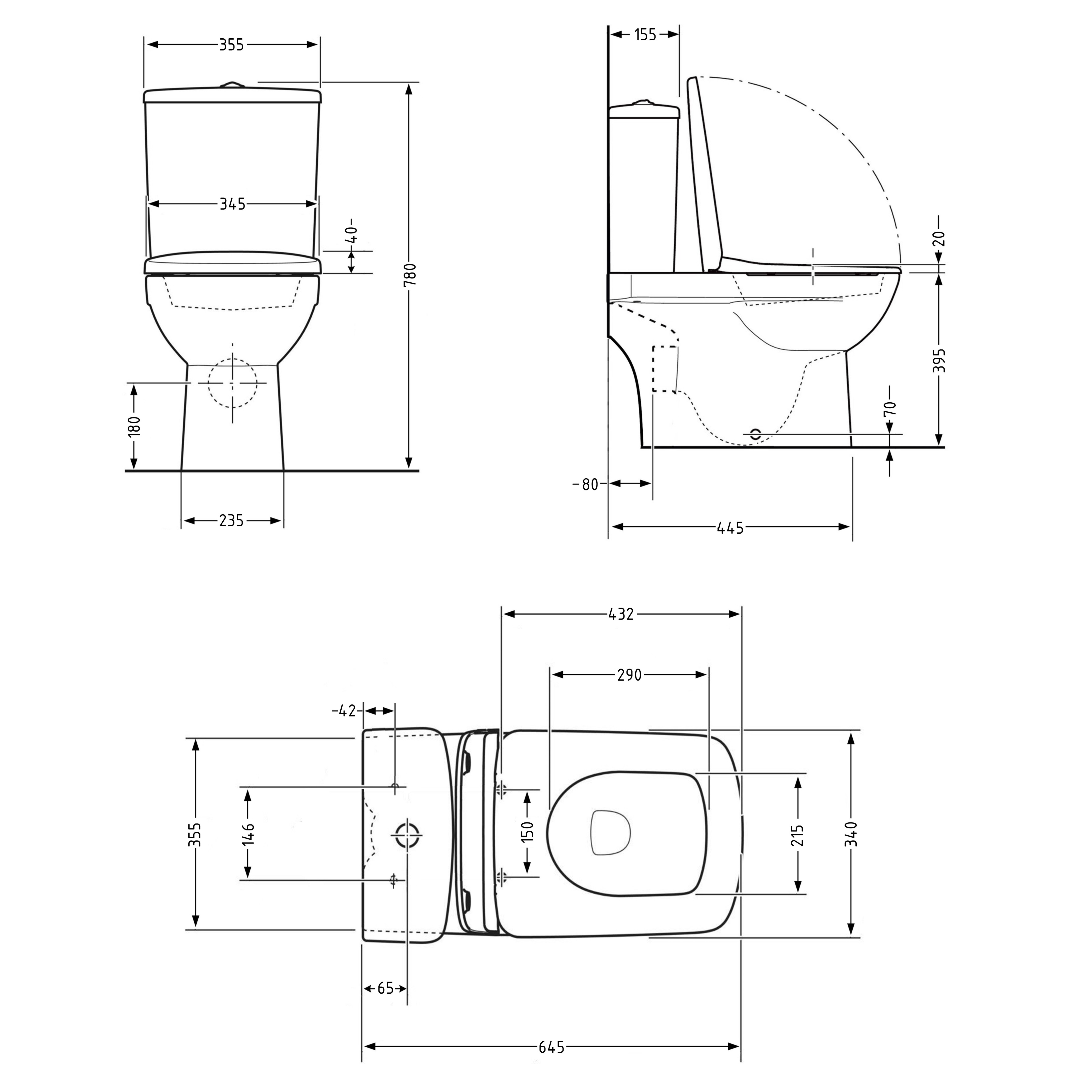 Унітаз підлоговий Qtap Presto Quadro безобідковий з сідінням Soft-close QTPRE27W51021, фото 2