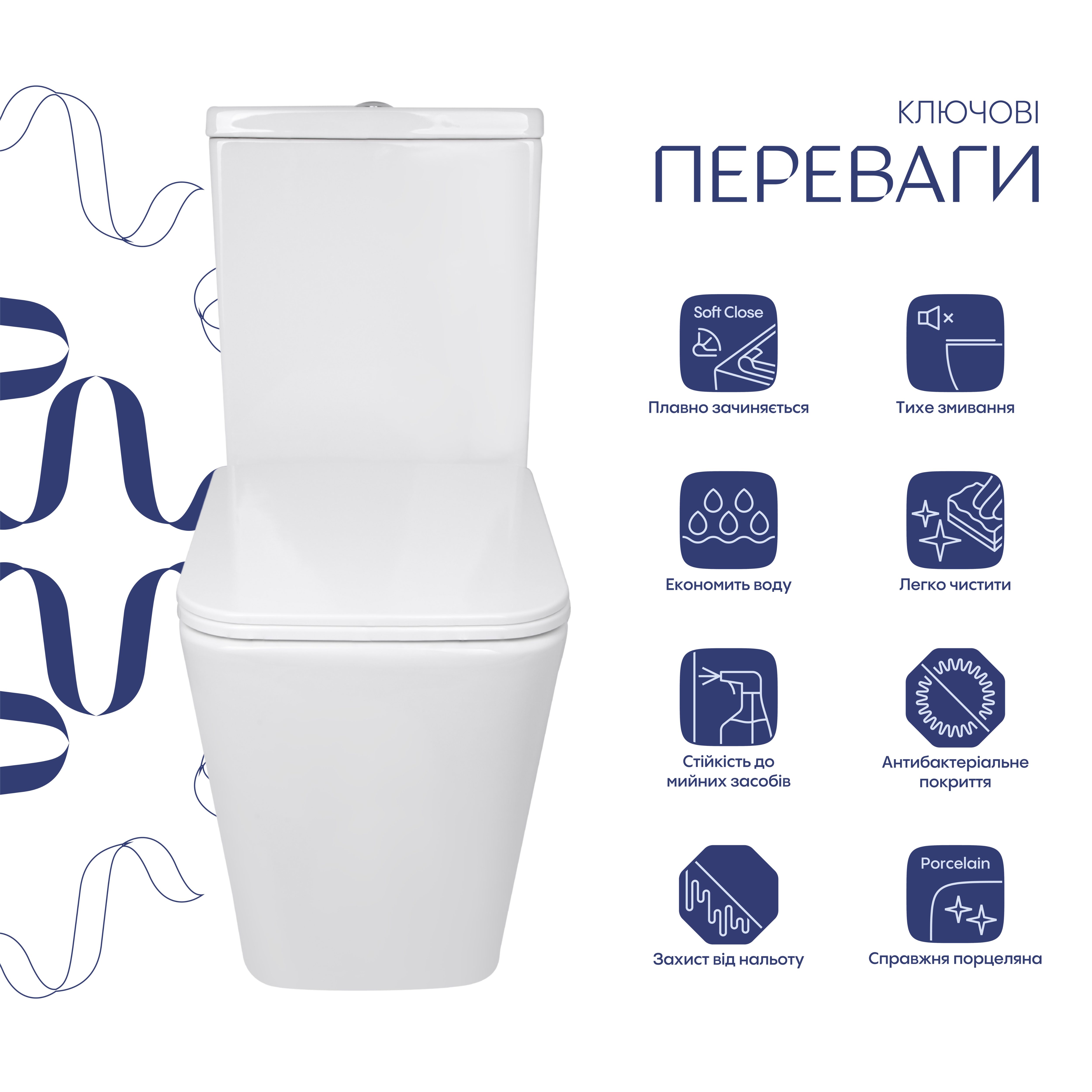 Унітаз підлоговий Qtap Crow Ultra Quiet безобідковий з сідінням Soft-close QTCRO27W51028, фото 3