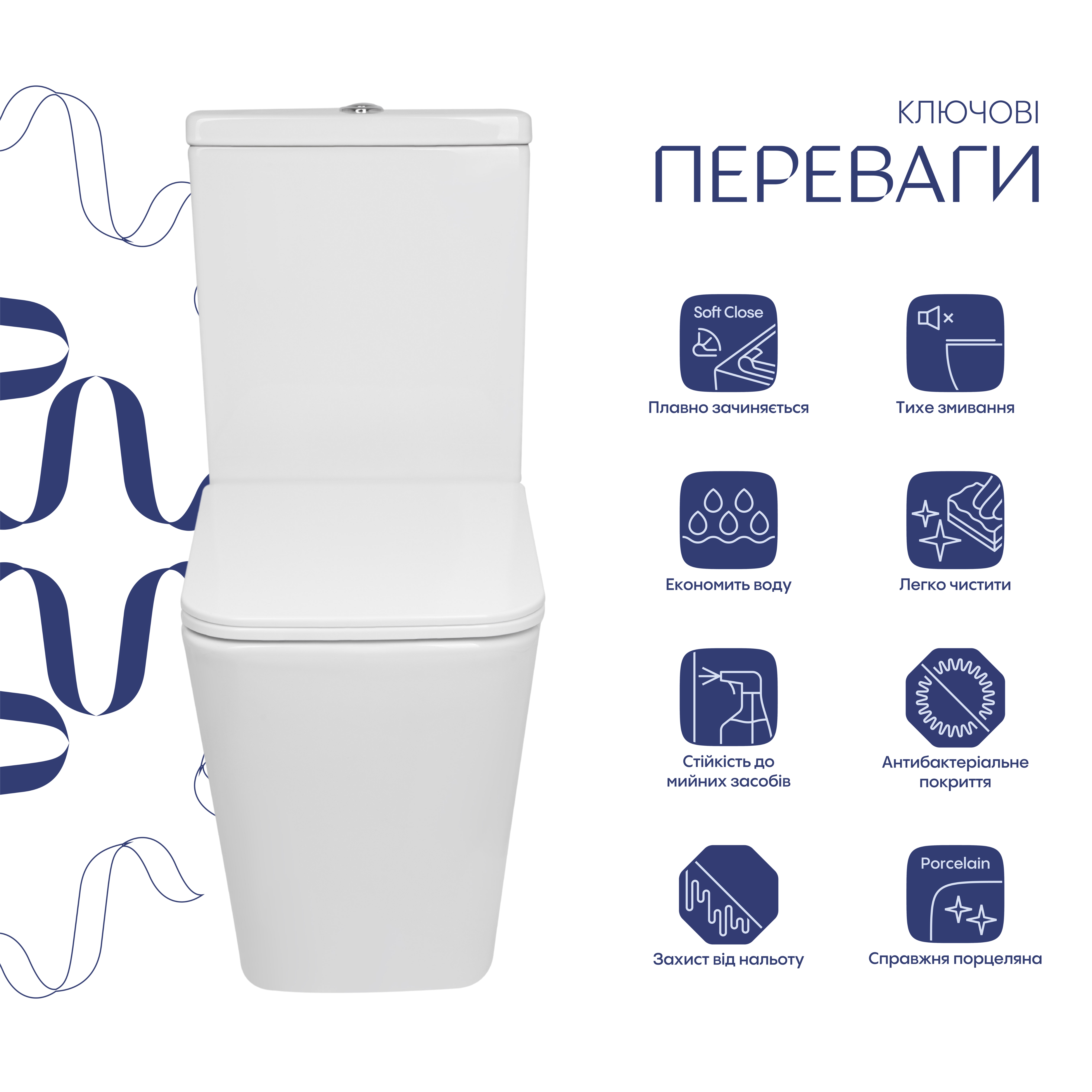 Унітаз підлоговий Qtap Crow Eco Ultra Quiet безобідковий з сідінням Soft-close QTCRO27W51030, фото 3