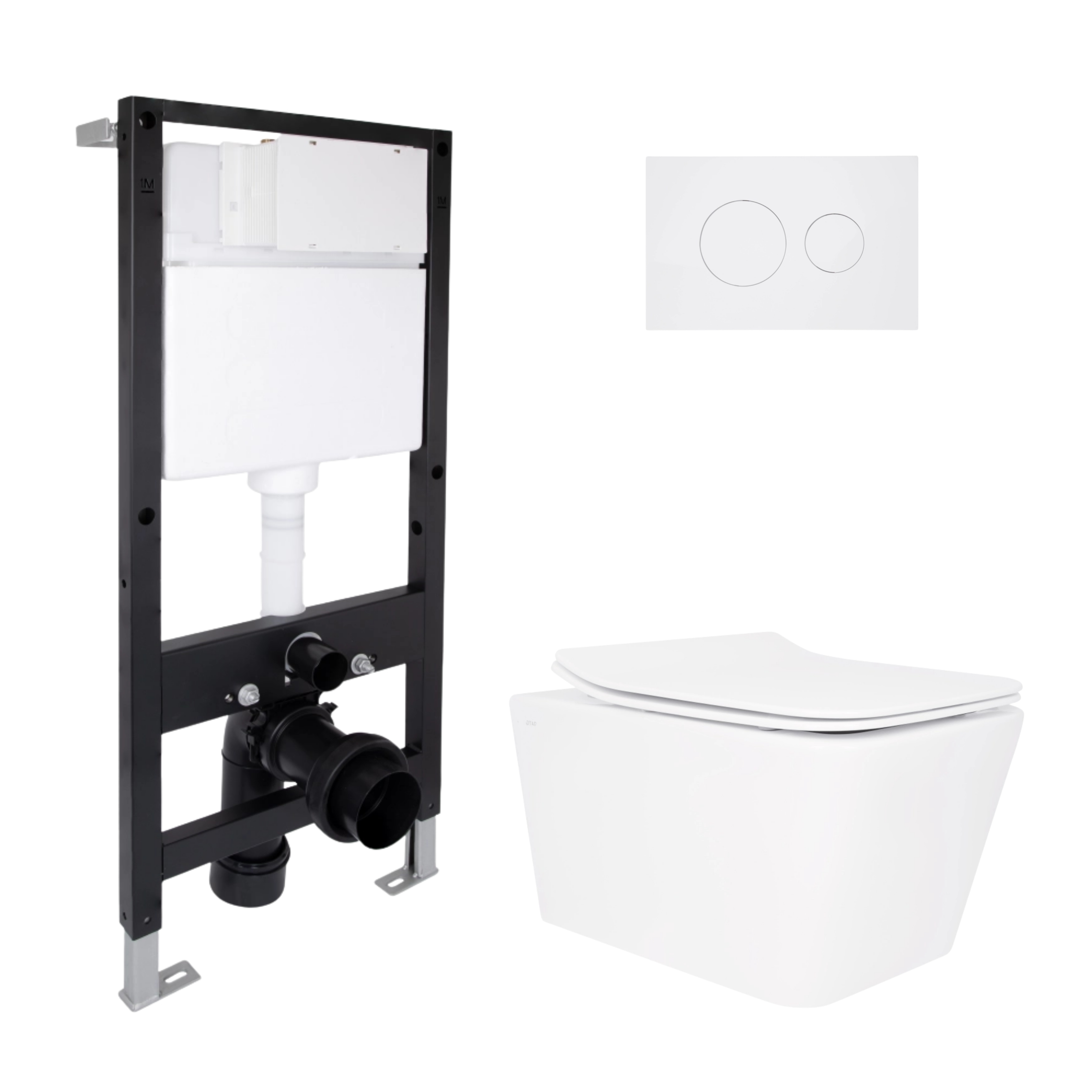 Готове рішення Qtap для ванної кімнати: підвісний унітаз Crow Rimless 520x360x290 + комплект інсталяції Standard (кругла клавіша White)