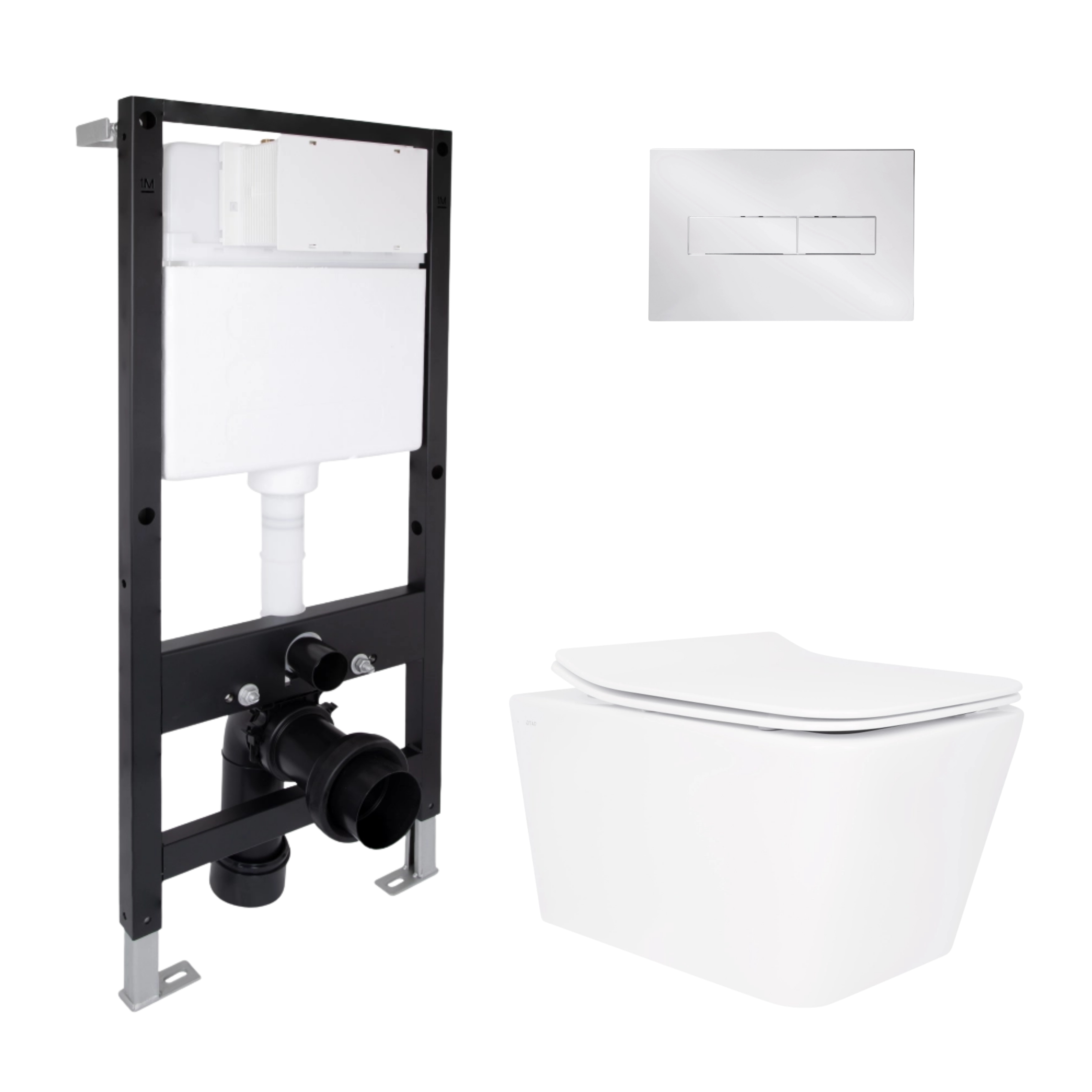Готове рішення Qtap для ванної кімнати: підвісний унітаз Crow Rimless 520x360x290 + комплект інсталяції Standard (лінійна клавіша Chrome)