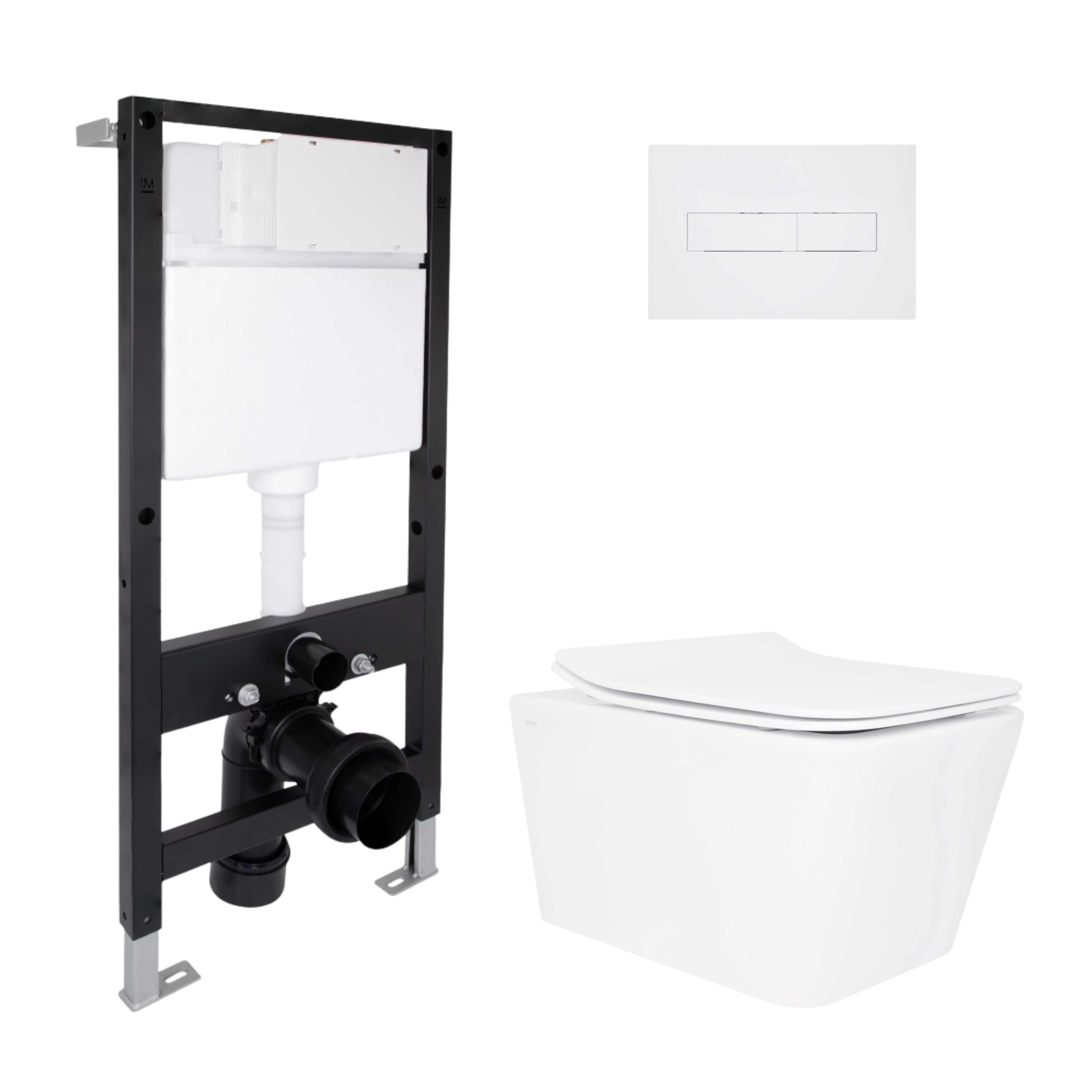 Готове рішення Qtap для ванної кімнати: підвісний унітаз Crow Rimless 520x360x290 + комплект інсталяції Standard (лінійна клавіша White)