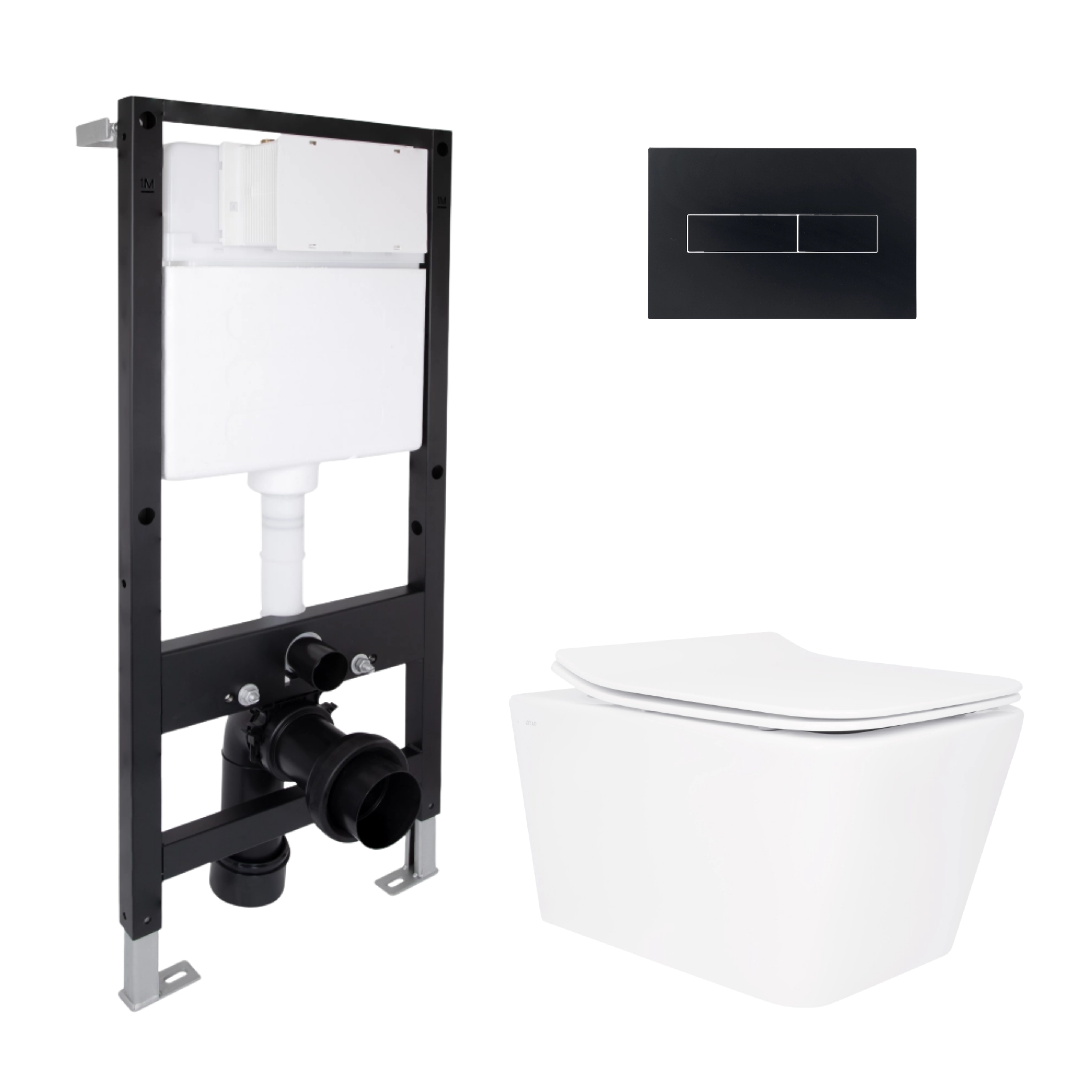 Готове рішення Qtap для ванної кімнати: підвісний унітаз Crow Rimless 520x360x290 + комплект інсталяції Standard (лінійна клавіша Black)