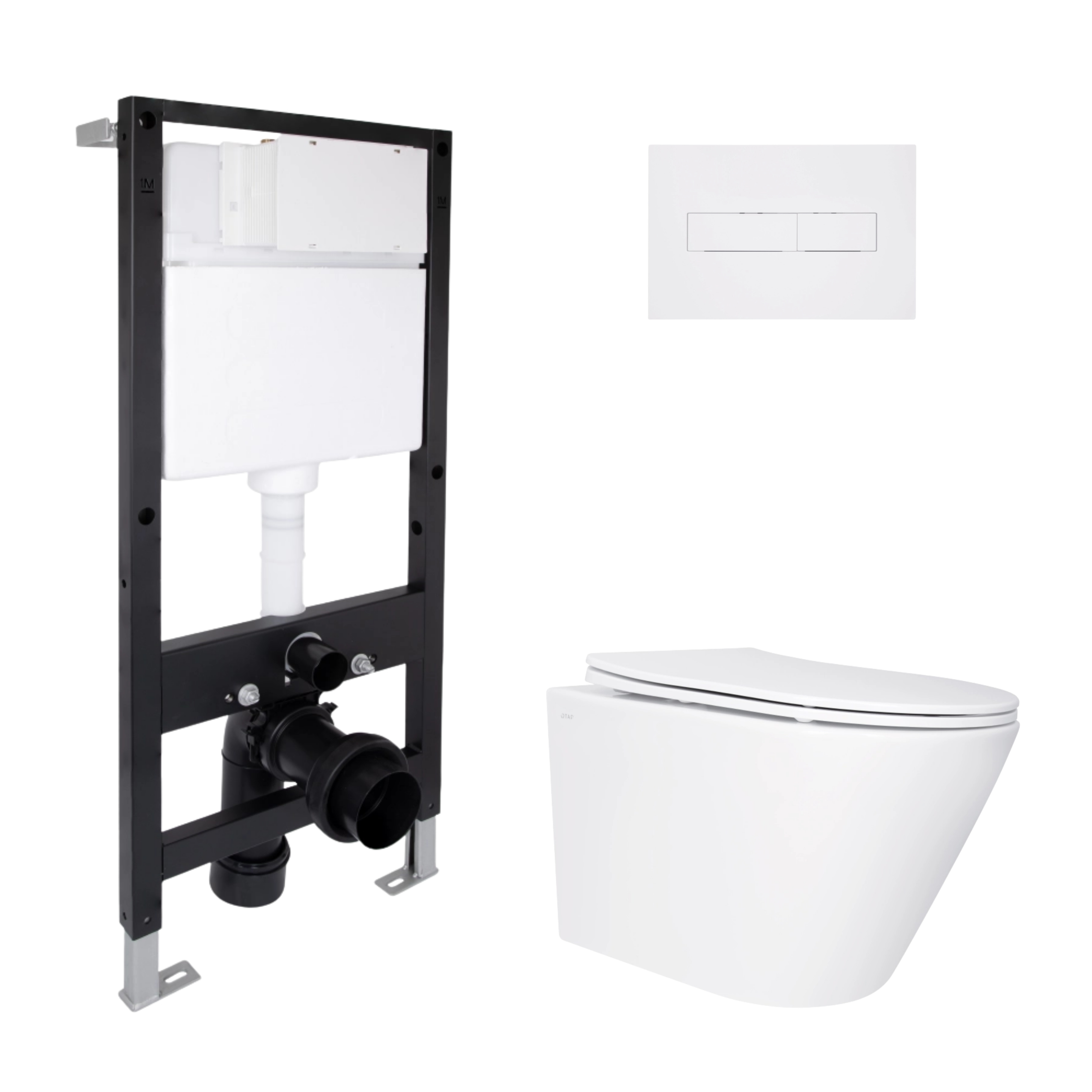 Готове рішення Qtap для ванної кімнати: підвісний унітаз Swan Ultra Quiet 520x360x320 + комплект інсталяції Standard (лінійна клавіша White)