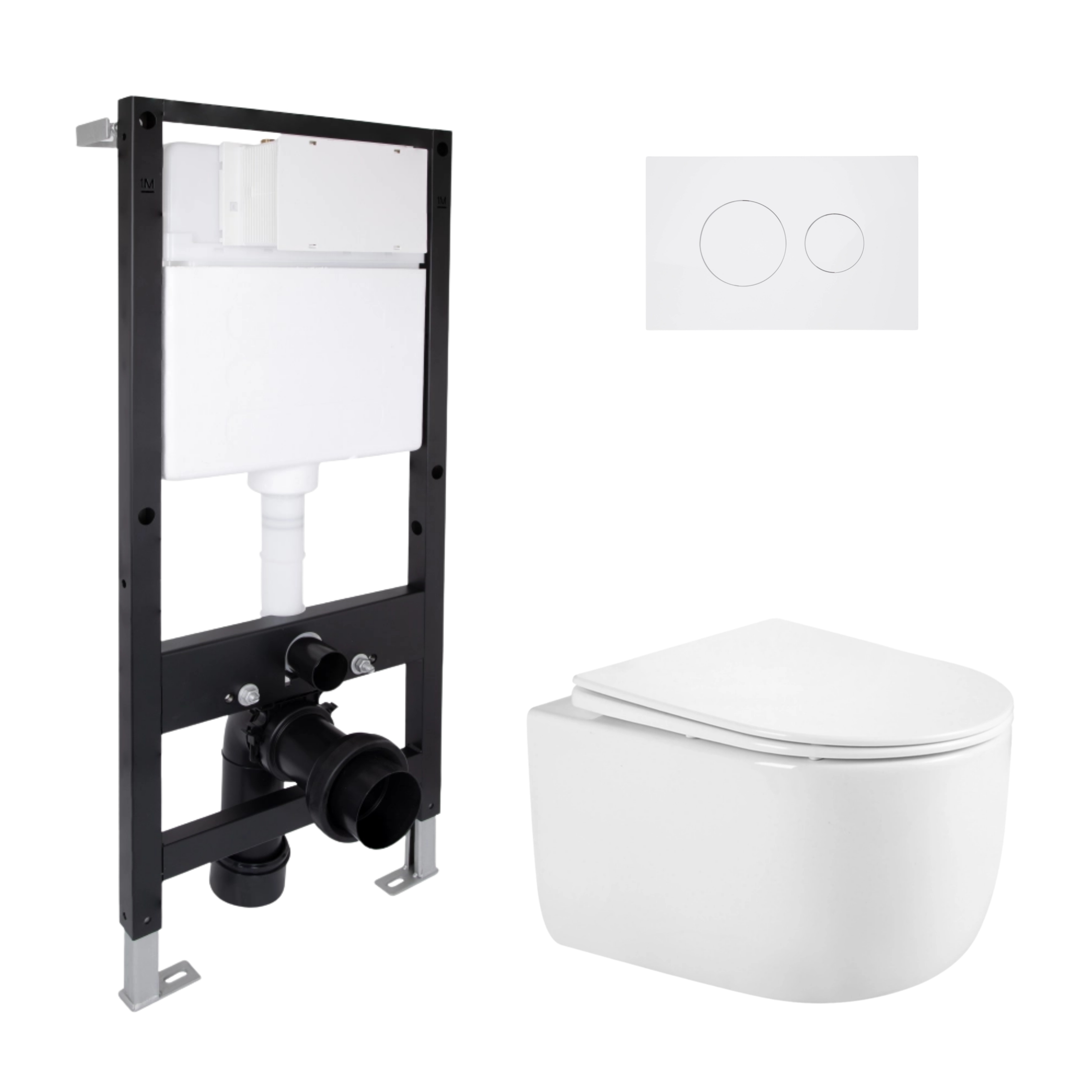 Готове рішення Qtap для ванної кімнати: підвісний унітаз Taurus Ultra Quiet 485x360x350 + комплект інсталяції Standard (кругла клавіша White)