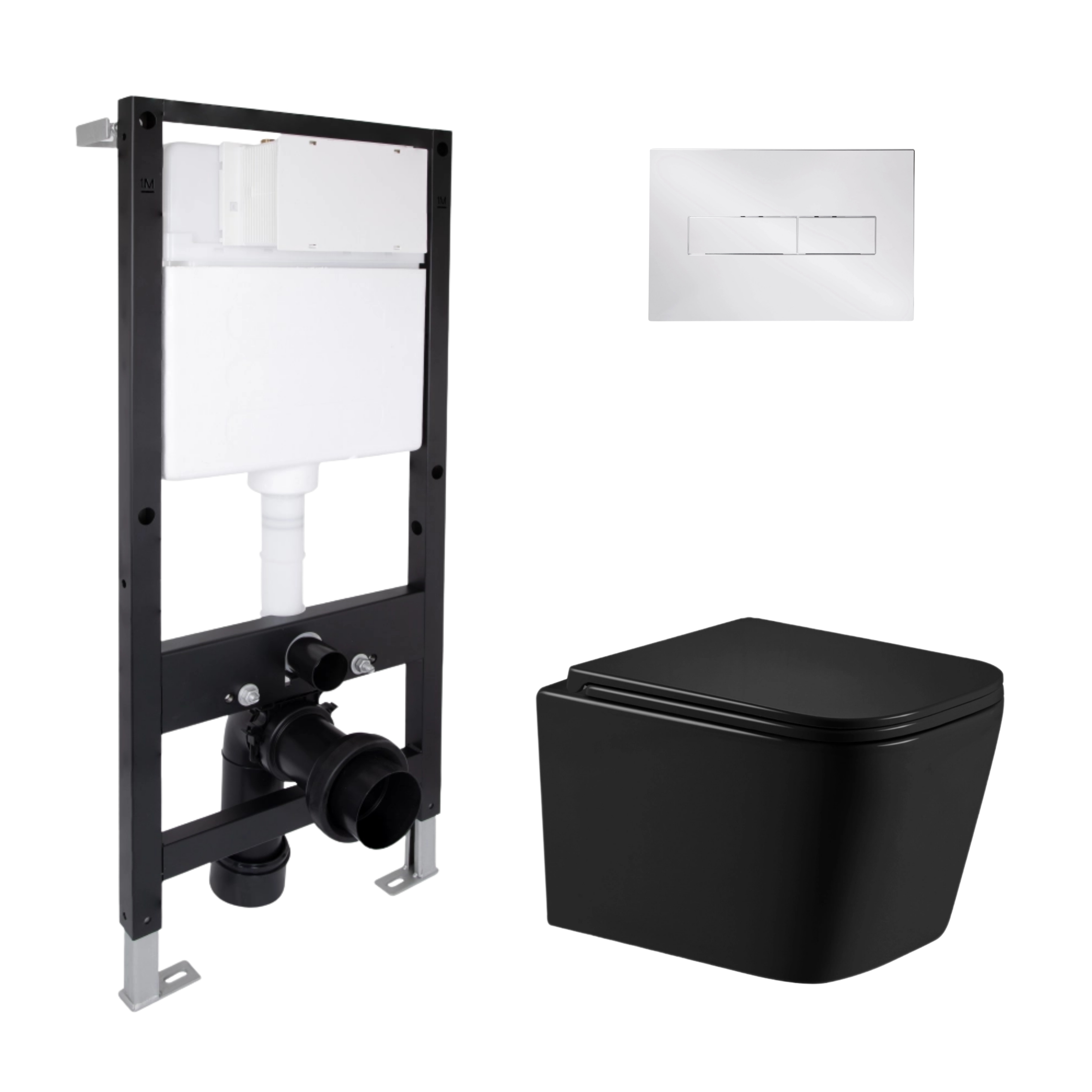 Готове рішення Qtap для ванної кімнати: підвісний унітаз Crow Ultra Quiet 485x340x290 + комплект інсталяції Standard (лінійна клавіша Chrome)