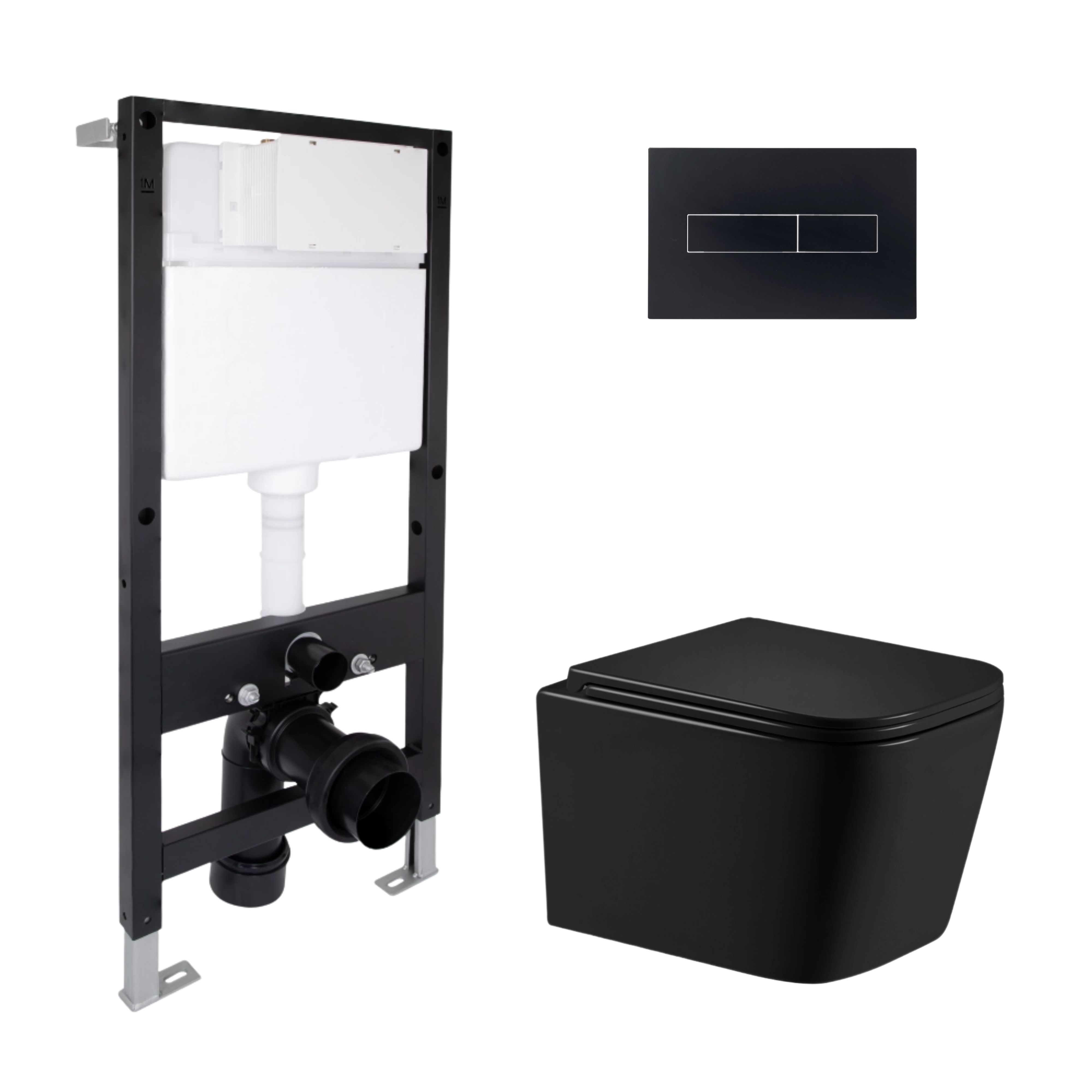 Готове рішення Qtap для ванної кімнати: підвісний унітаз Crow Ultra Quiet 485x340x290 + комплект інсталяції Standard (лінійна клавіша Black)