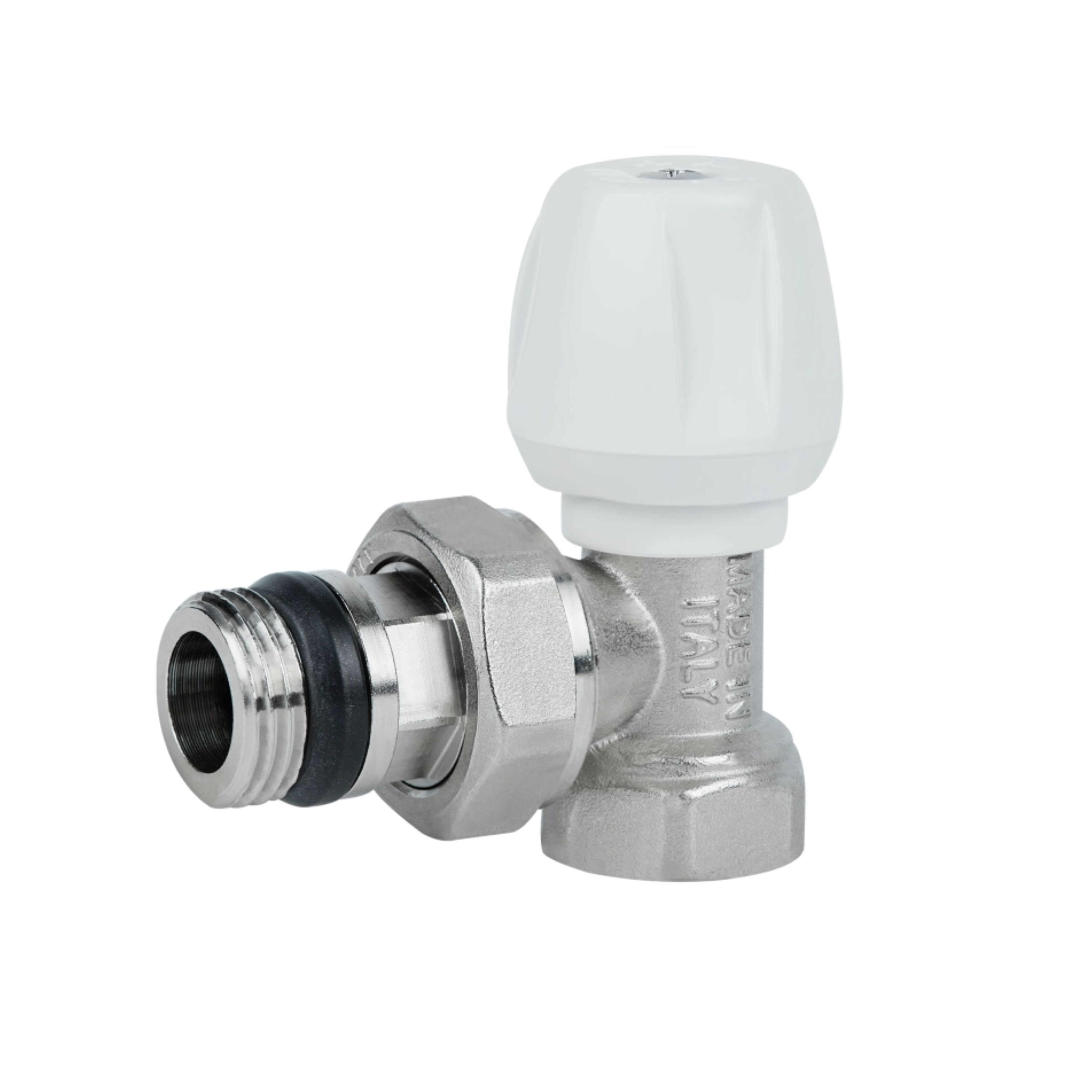 Кран радіаторний Icma 1/2" з антипротіканням кутовий з ручкою №802+940