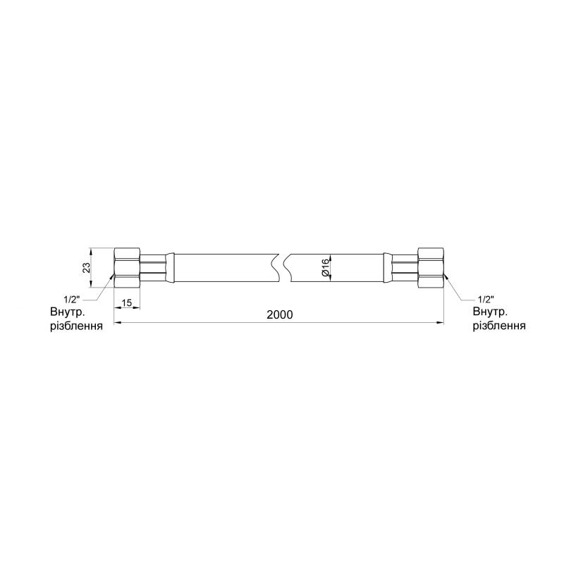 Шланг для газу Thermo Alliance Standart чорний 1/2" ВВ 200 см SD91G200 — фото 2